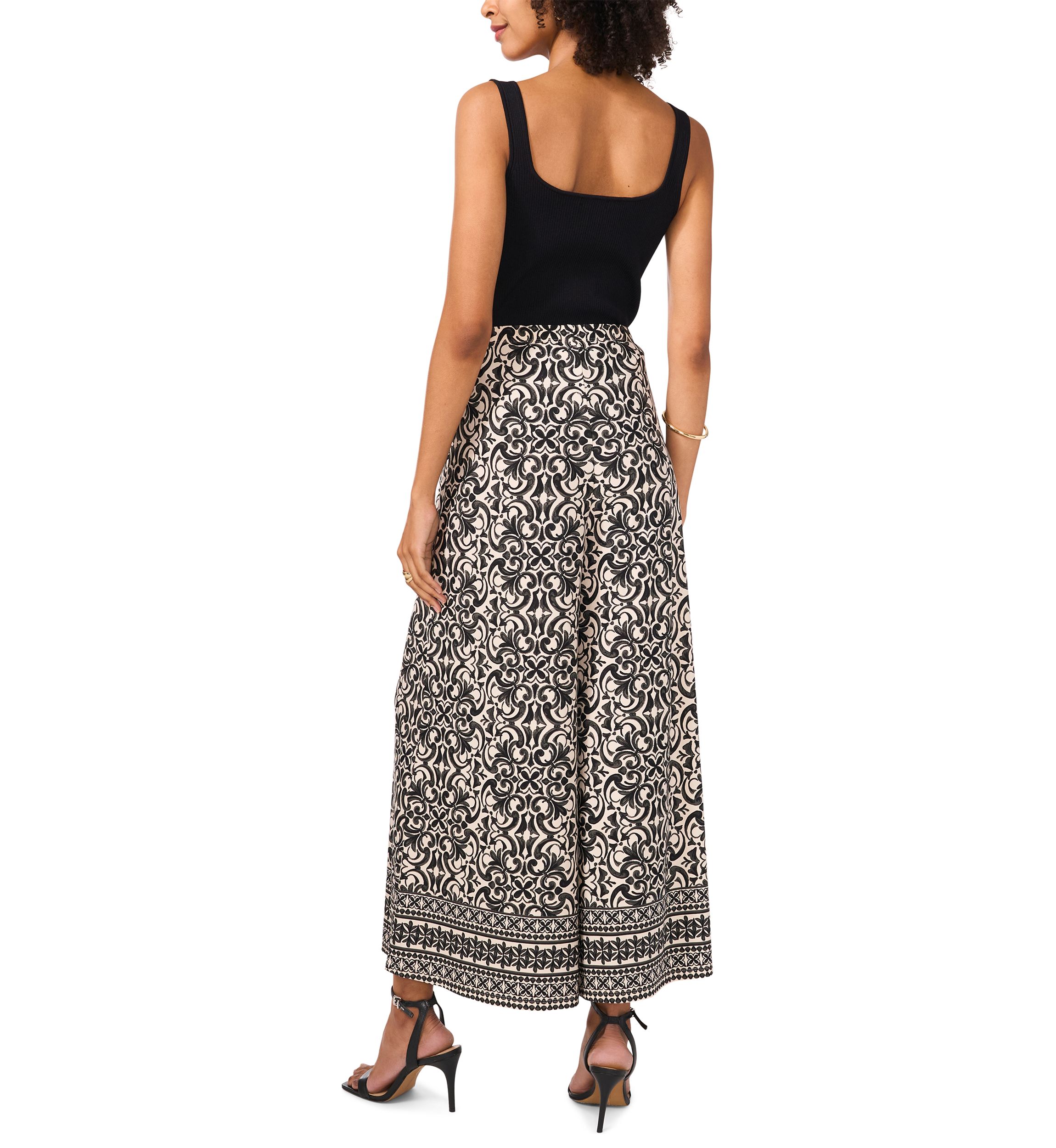 Womens Medallion Wide Leg Pants 
