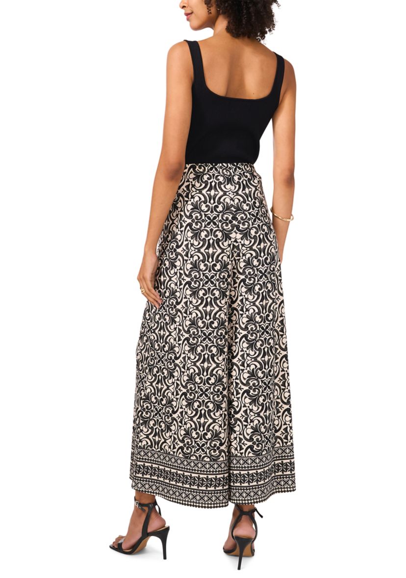 Womens Medallion Wide Leg Pants 