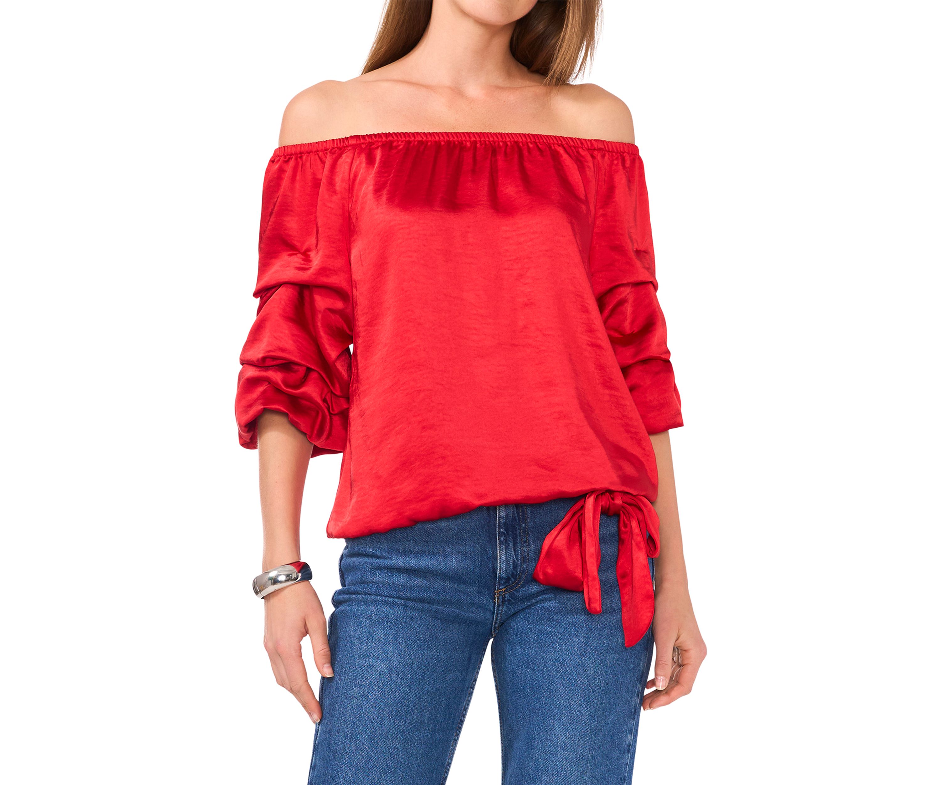Womens Off the Shoulder Cha Cha Sleeve Top