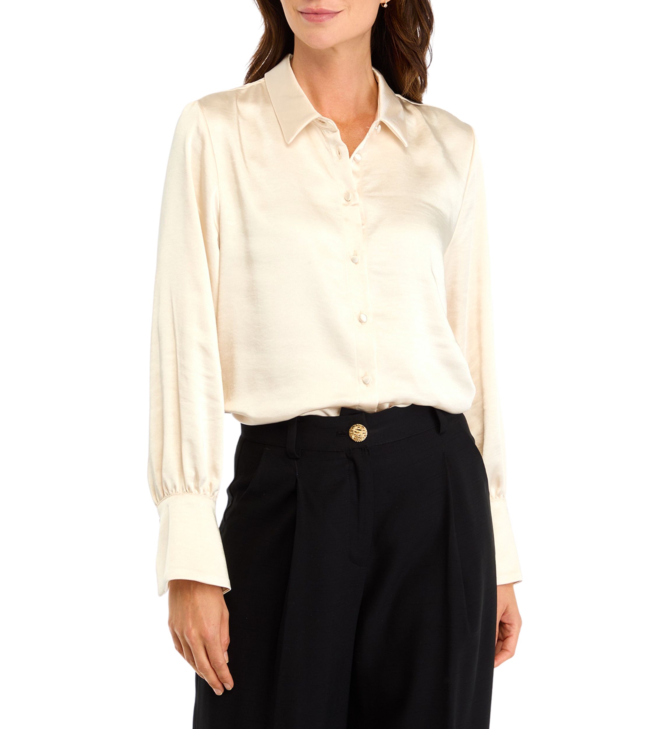Womens Long Sleeve Button Front Shirt