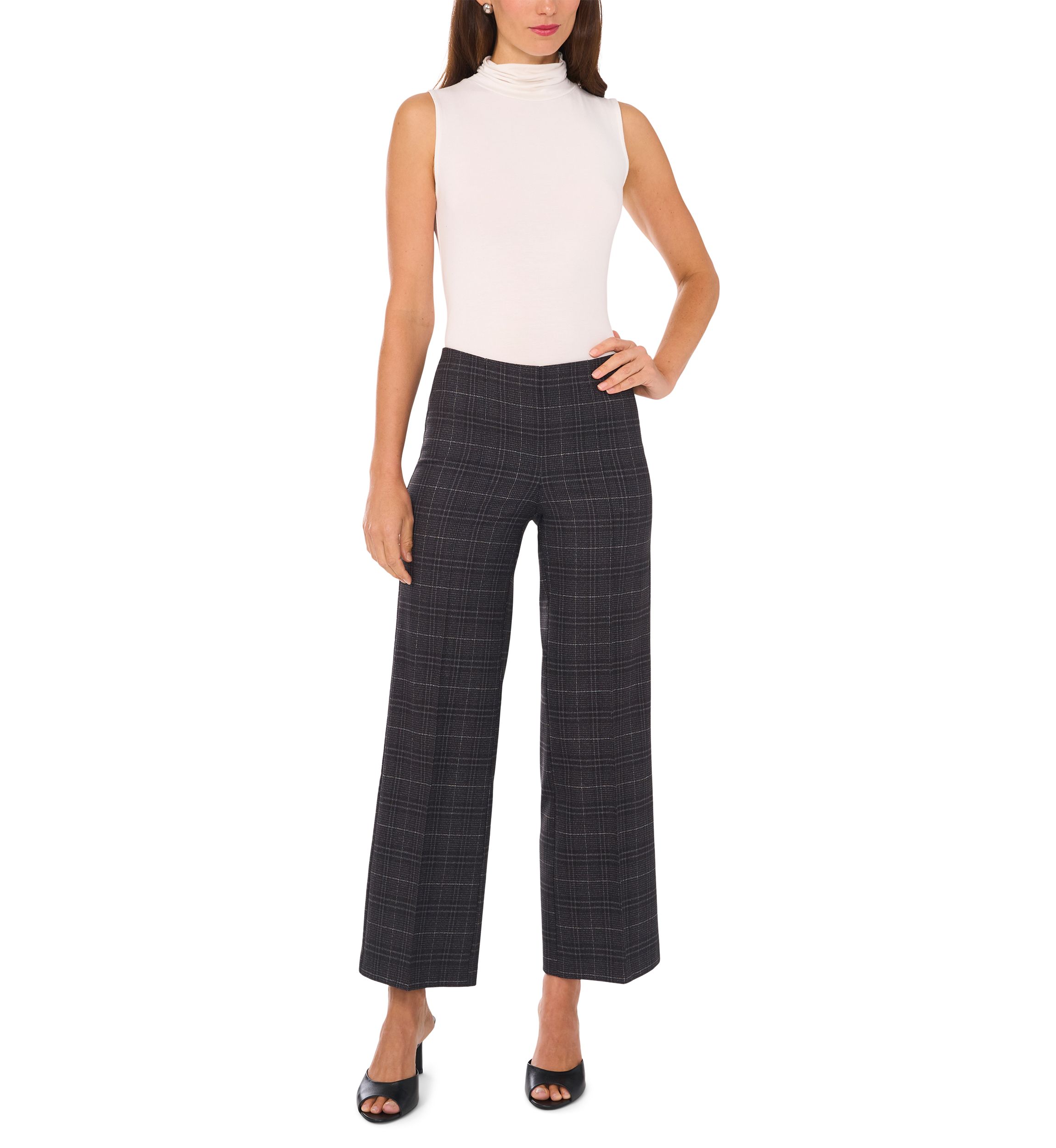 Womens Wide Leg Pull On Ponte Pants