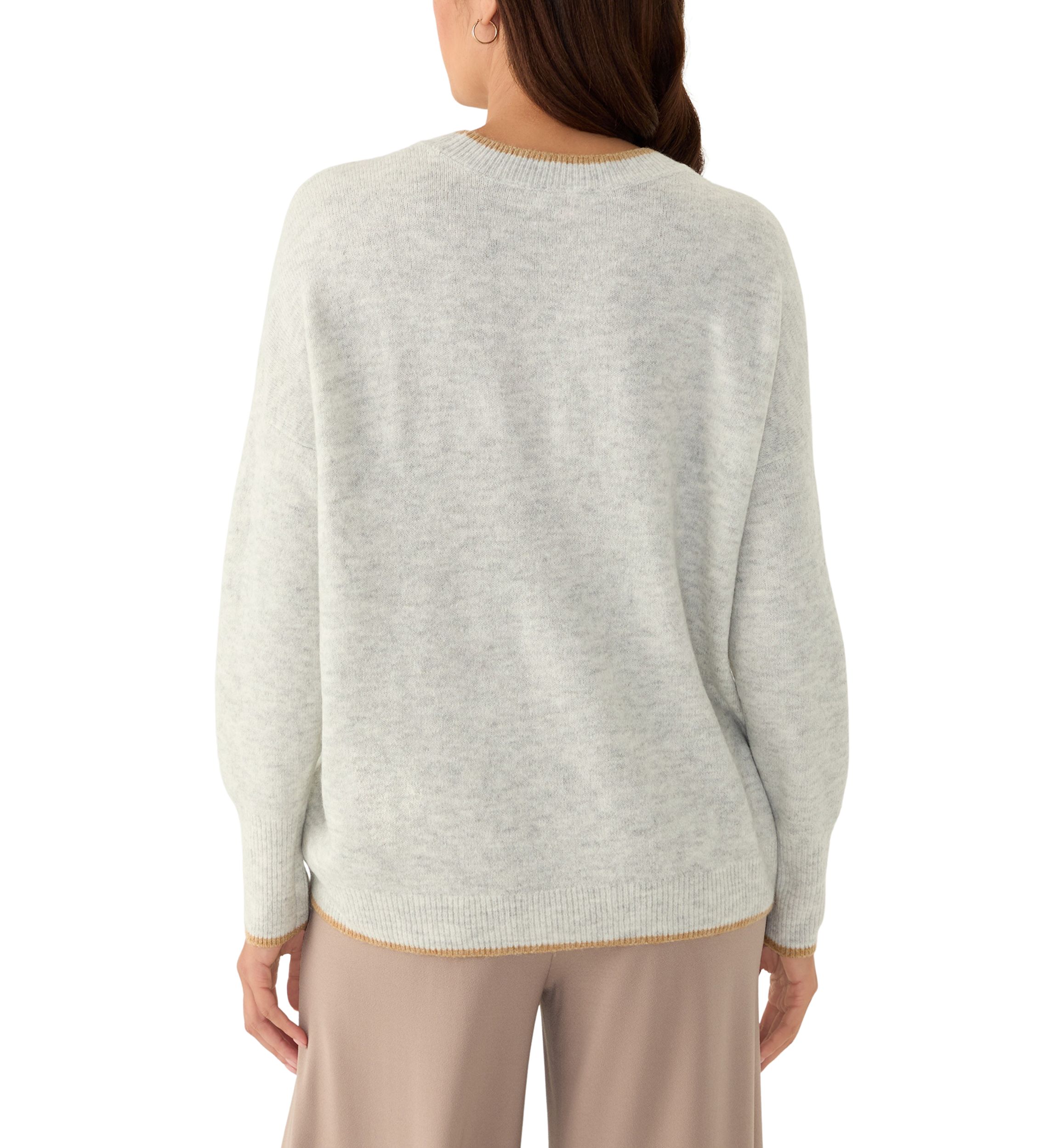 Womens Tipped Dolman Crew Neck Sweater