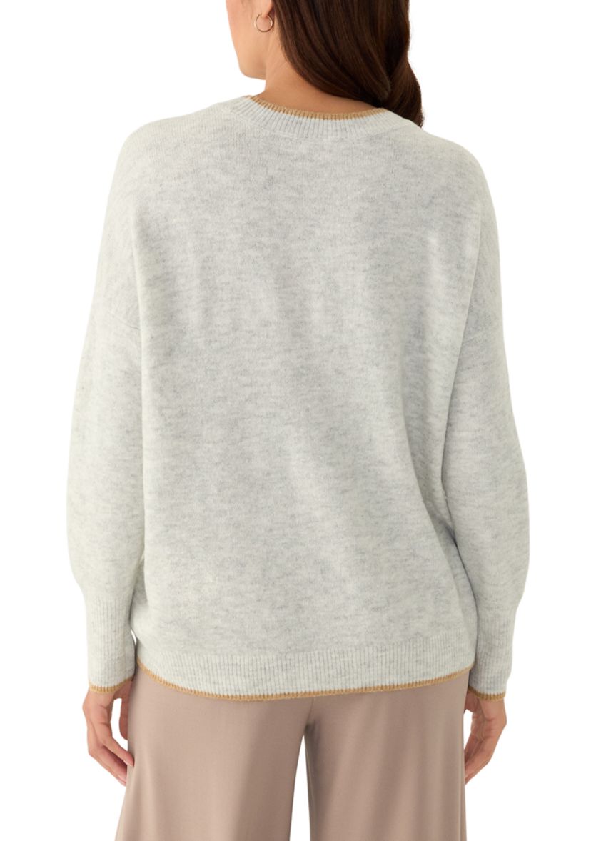 Womens Tipped Dolman Crew Neck Sweater