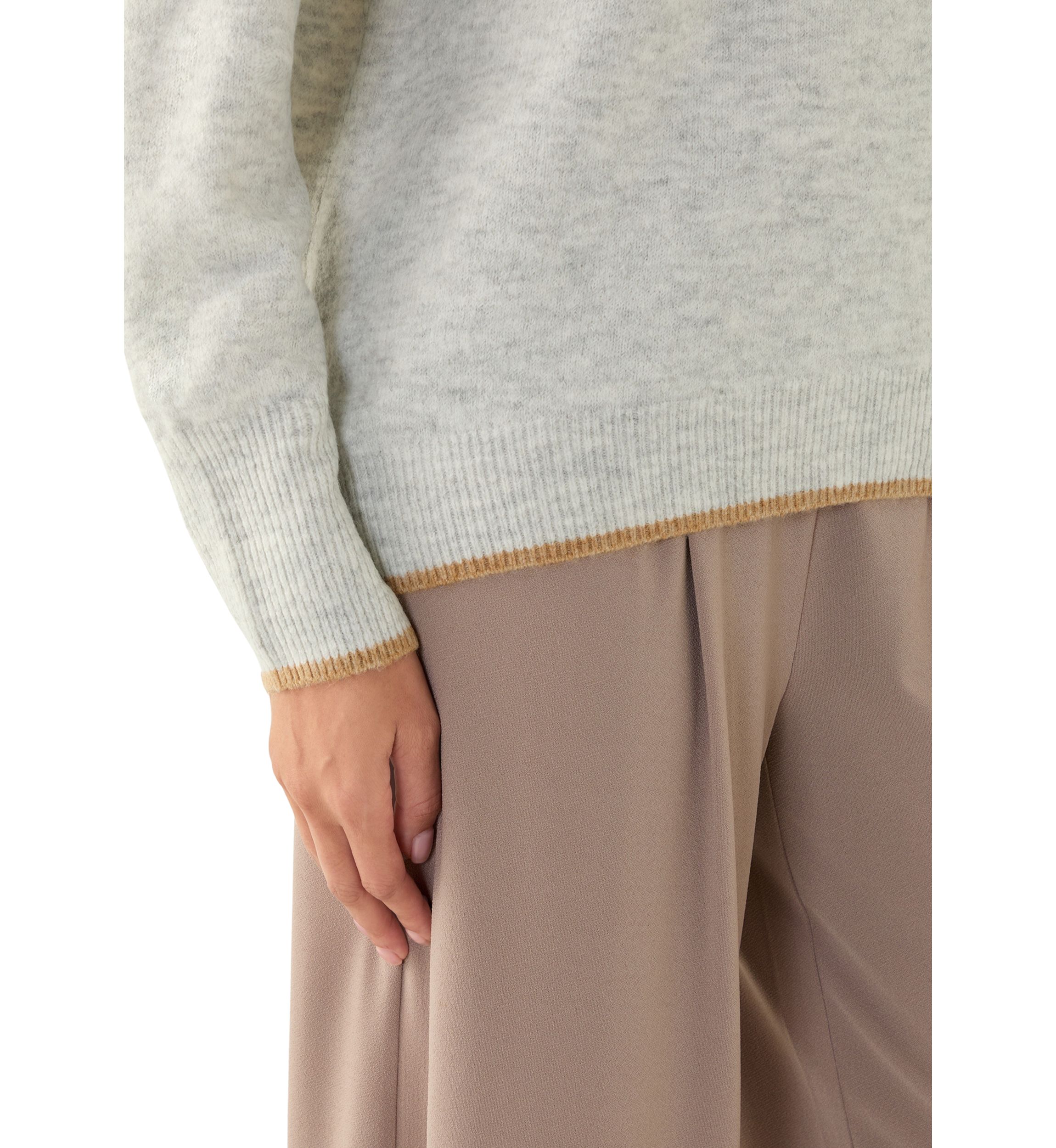 Womens Tipped Dolman Crew Neck Sweater