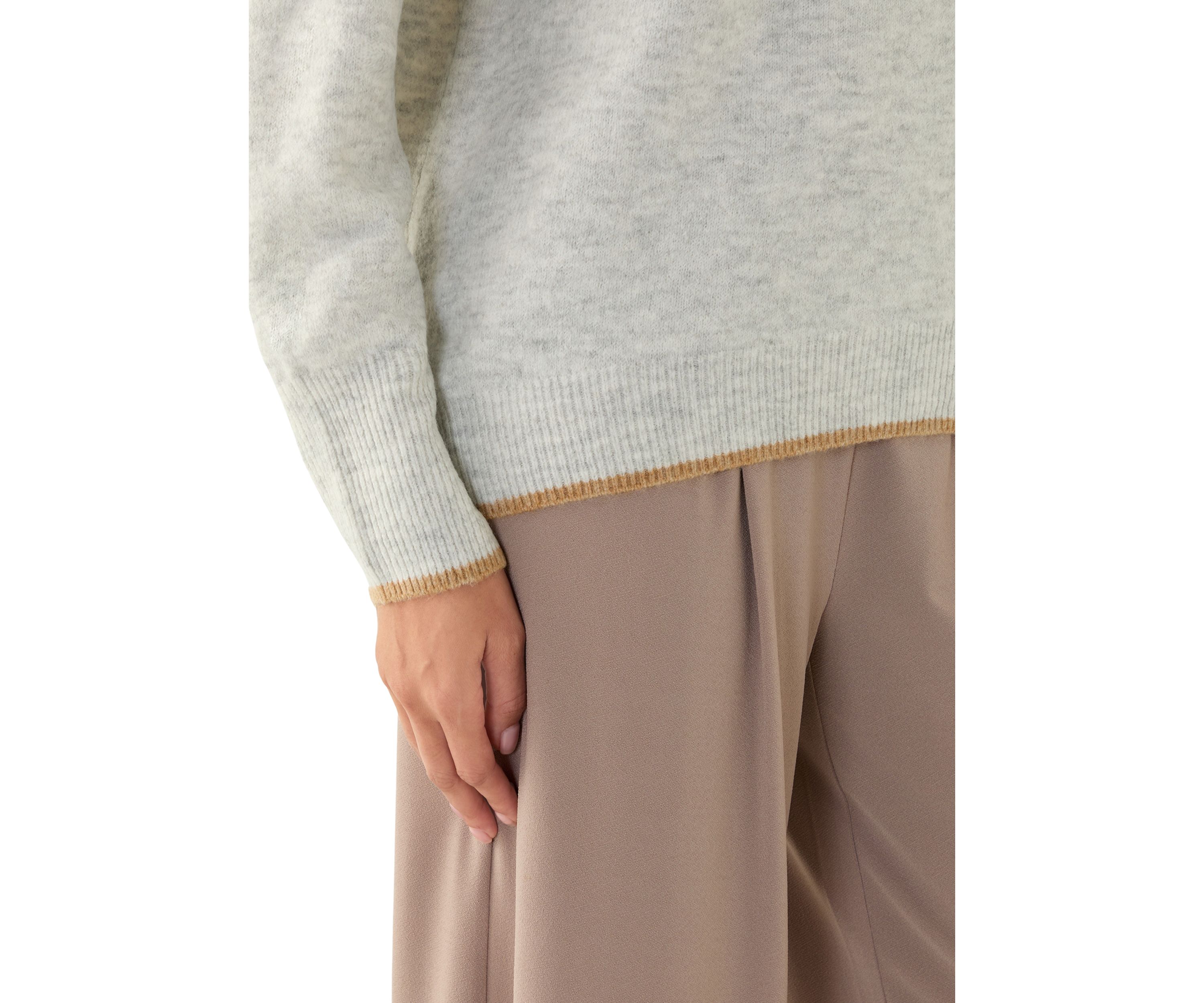 Womens Tipped Dolman Crew Neck Sweater