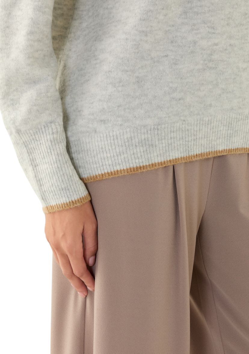 Womens Tipped Dolman Crew Neck Sweater