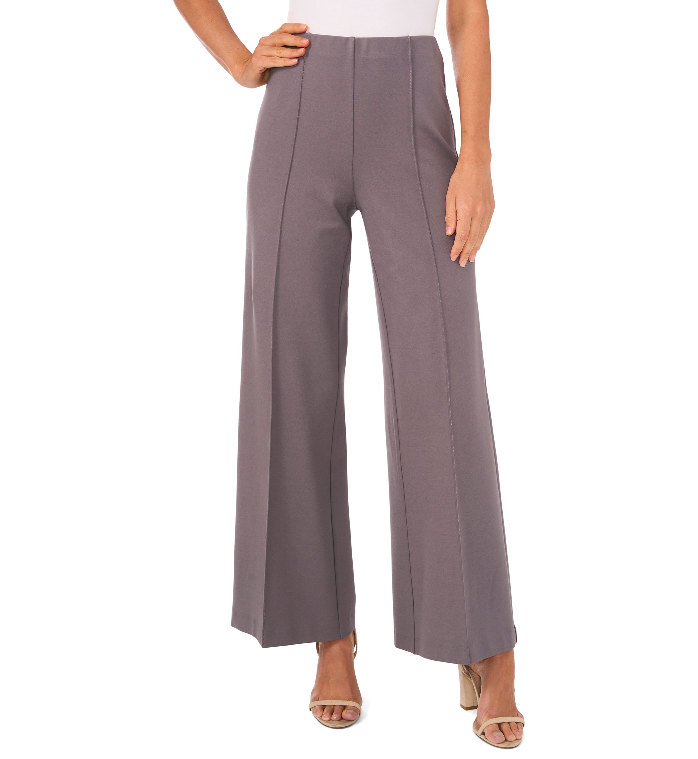 Womens Wide Leg Pull On Ponte Pants