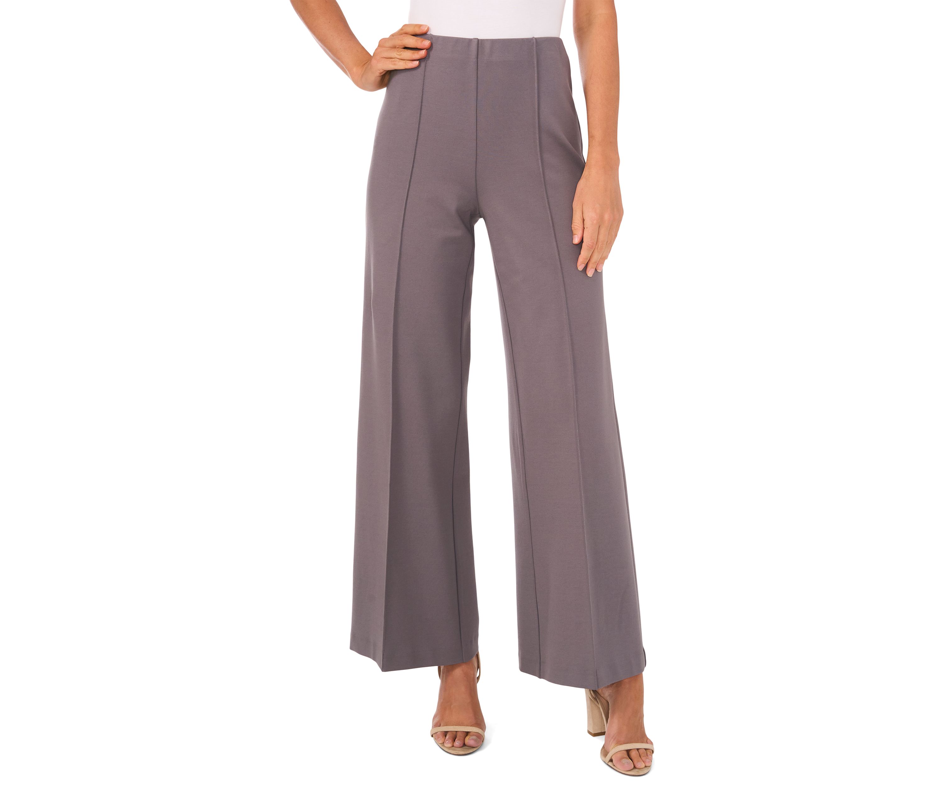 Womens Wide Leg Pull On Ponte Pants