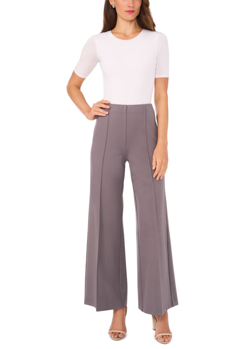 Womens Wide Leg Pull On Ponte Pants