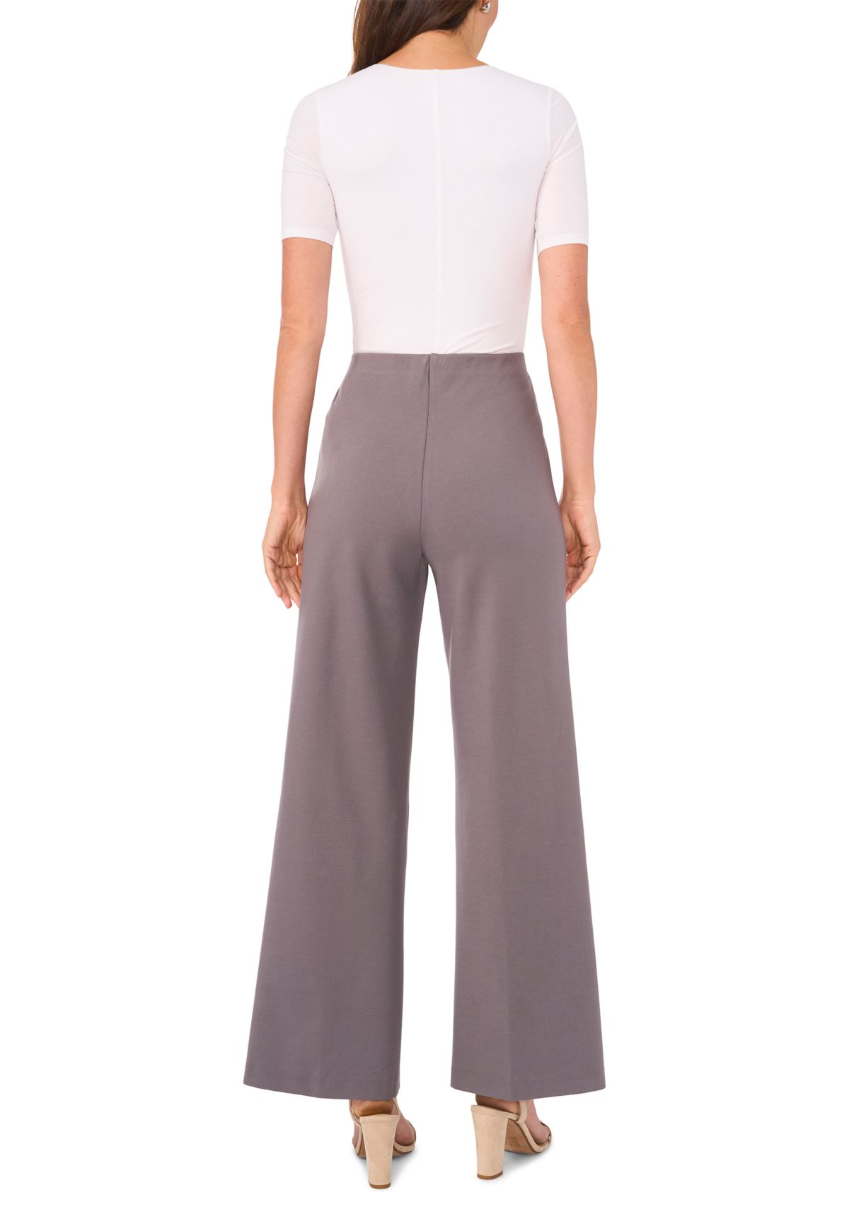 Womens Wide Leg Pull On Ponte Pants