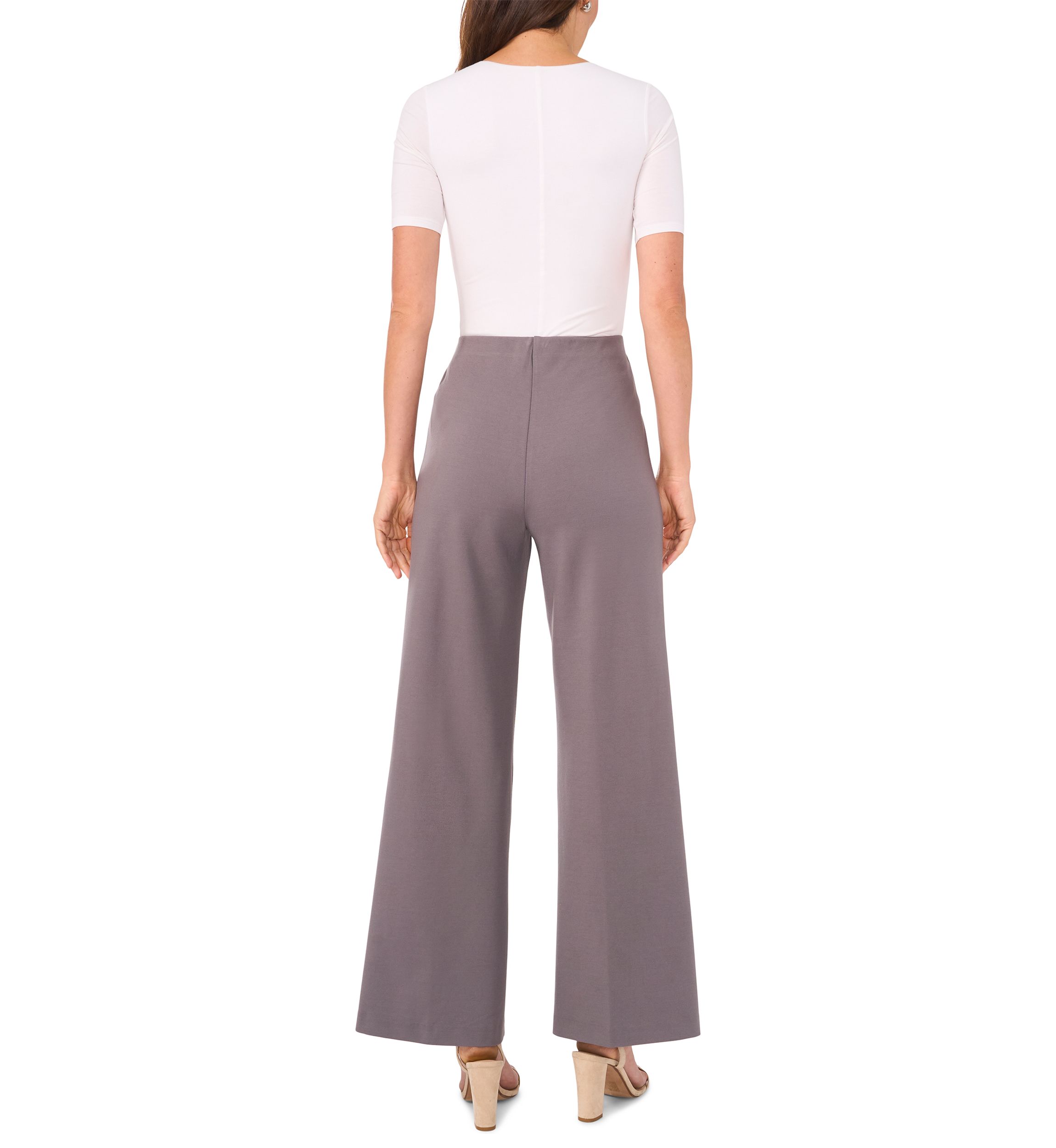 Womens Wide Leg Pull On Ponte Pants