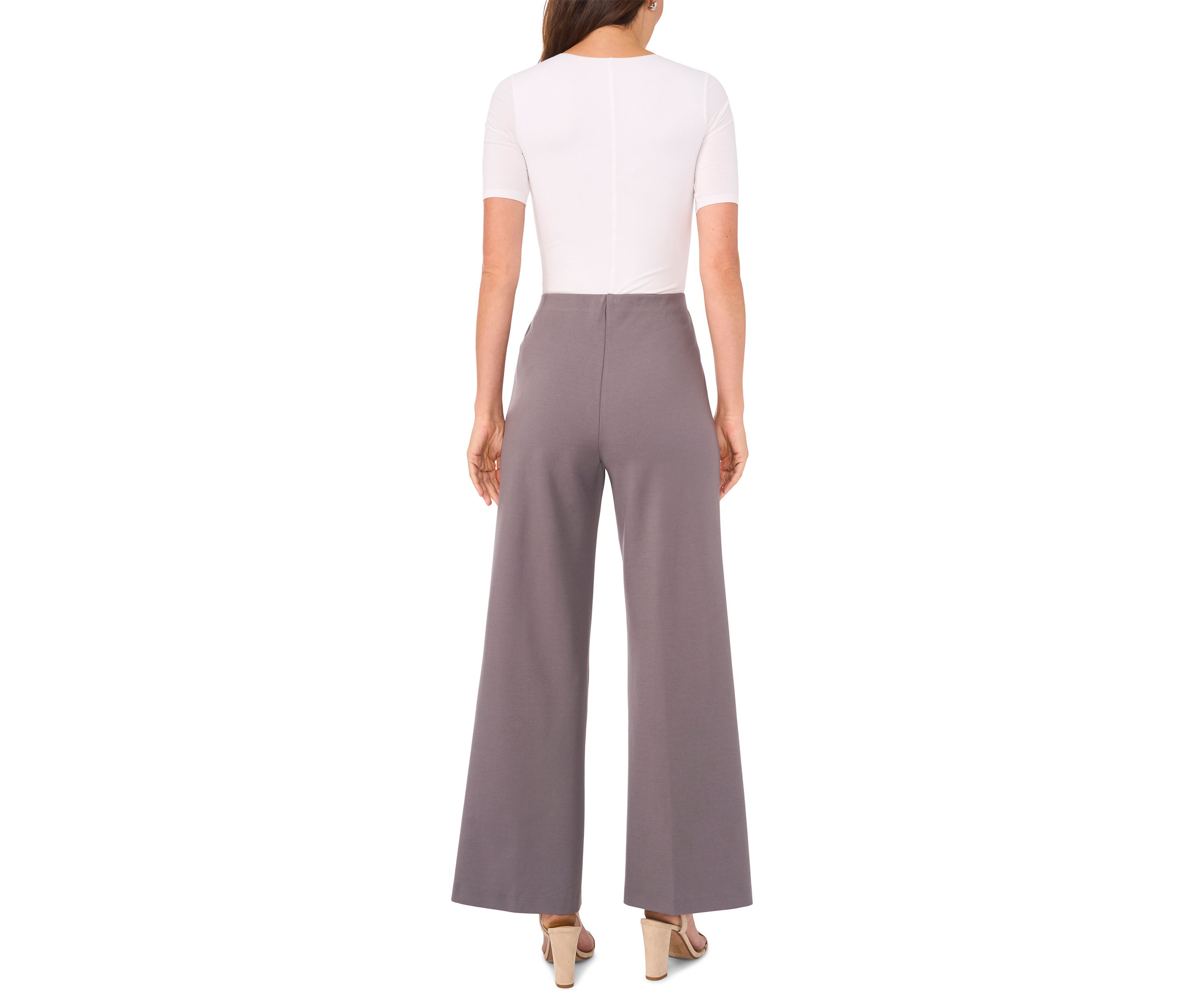 Womens Wide Leg Pull On Ponte Pants