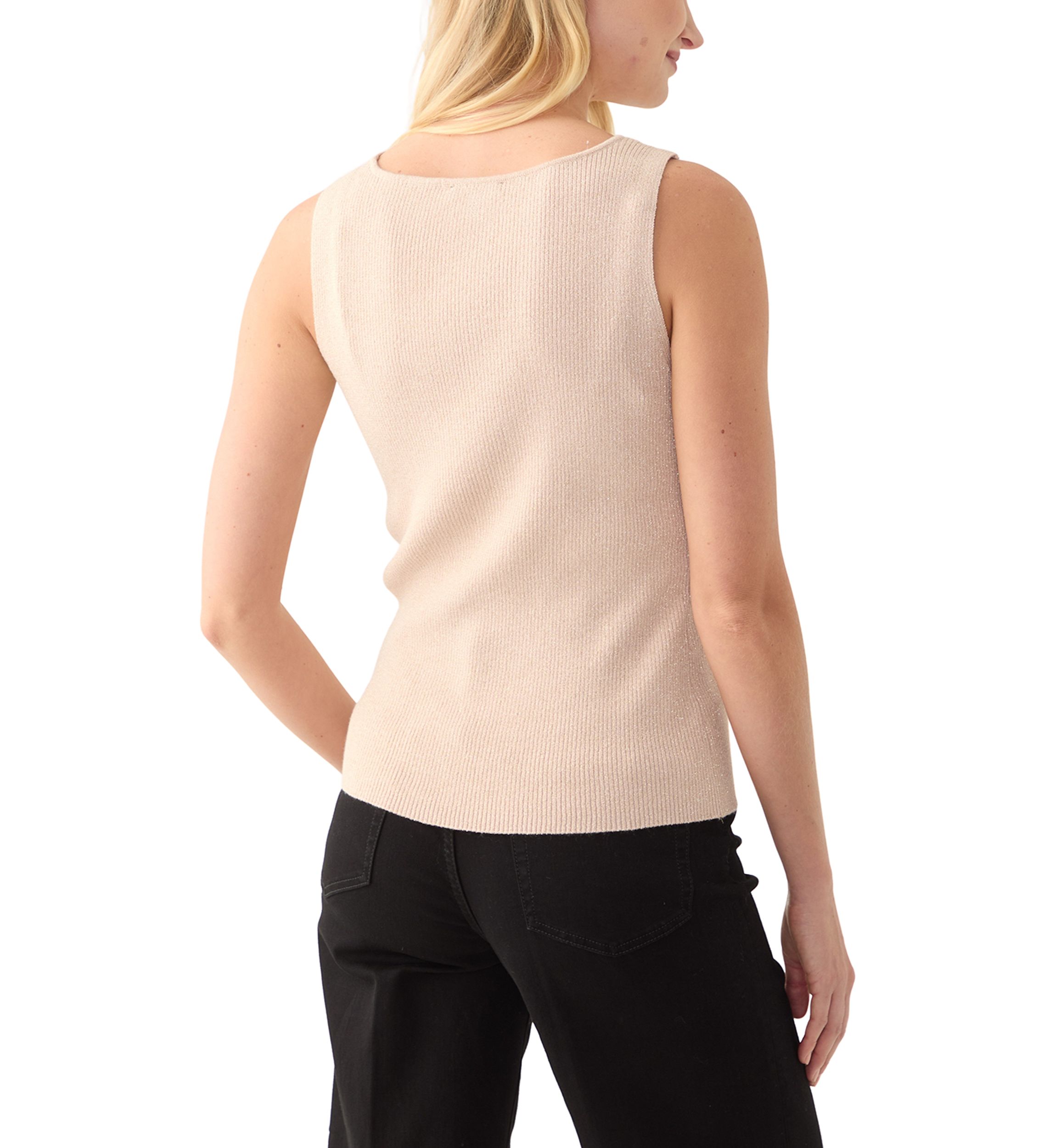 Womens Sleeveless Scoop Neck Sparkle Sweater Tank Top