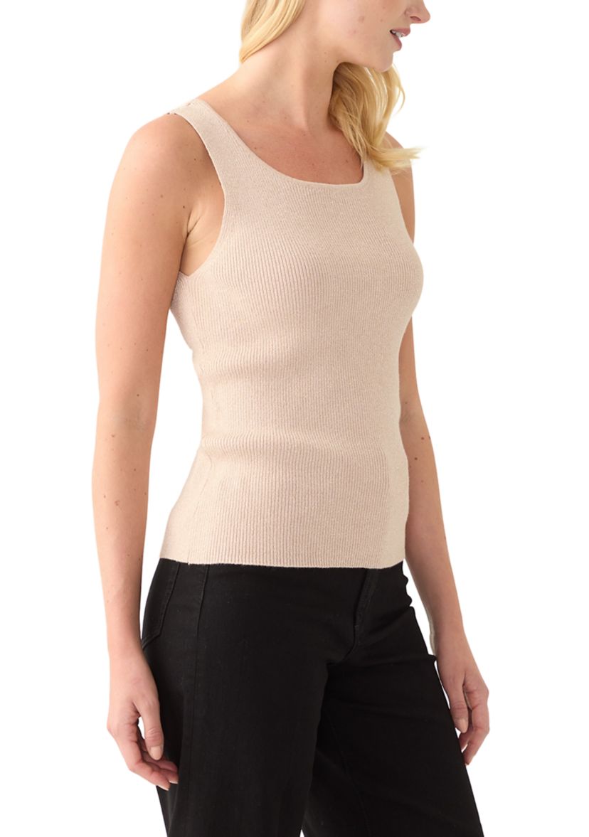 Womens Sleeveless Scoop Neck Sparkle Sweater Tank Top