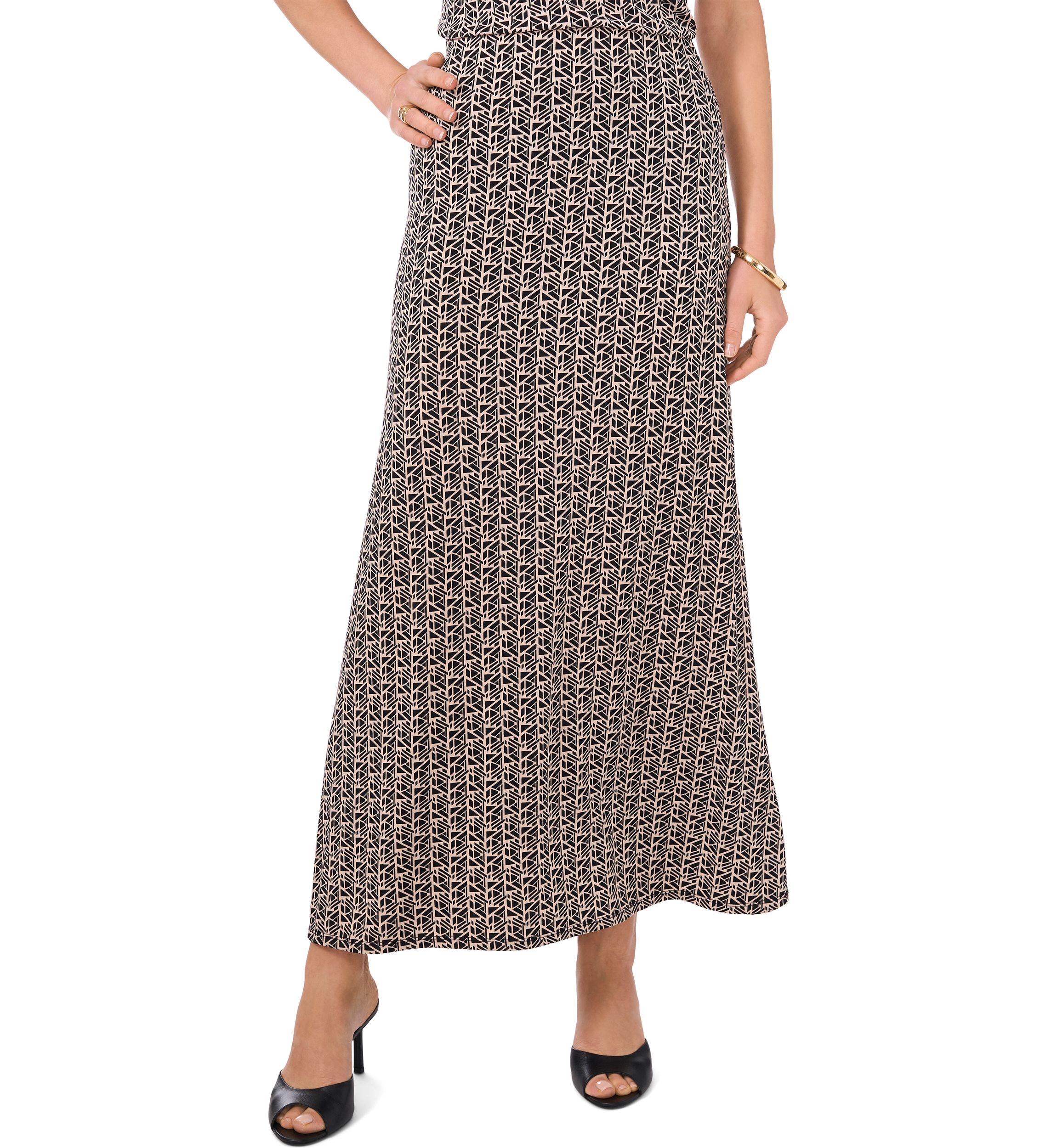 Womens Printed Midi Skirt 