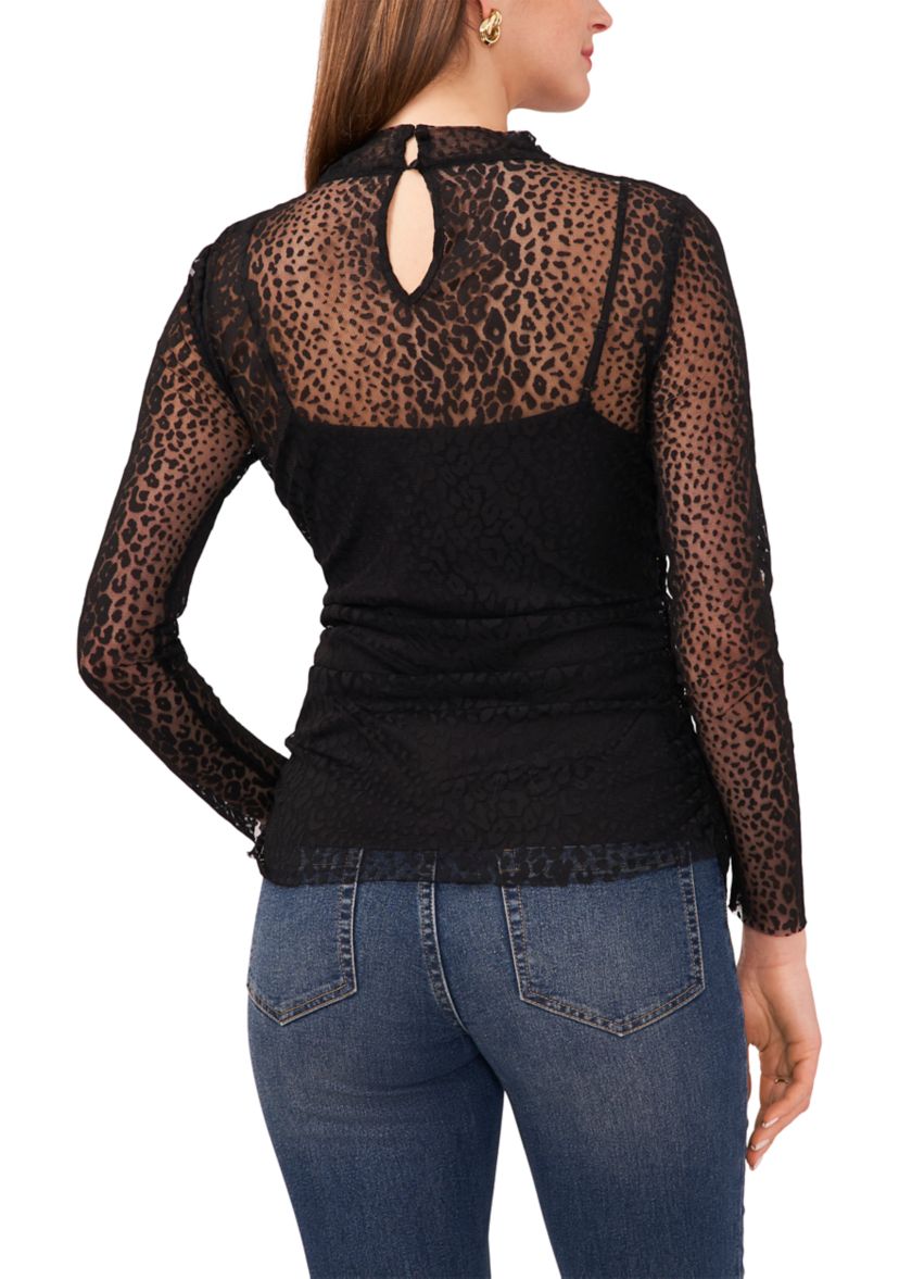 Womens Long Sleeve Mesh Knit Top 
