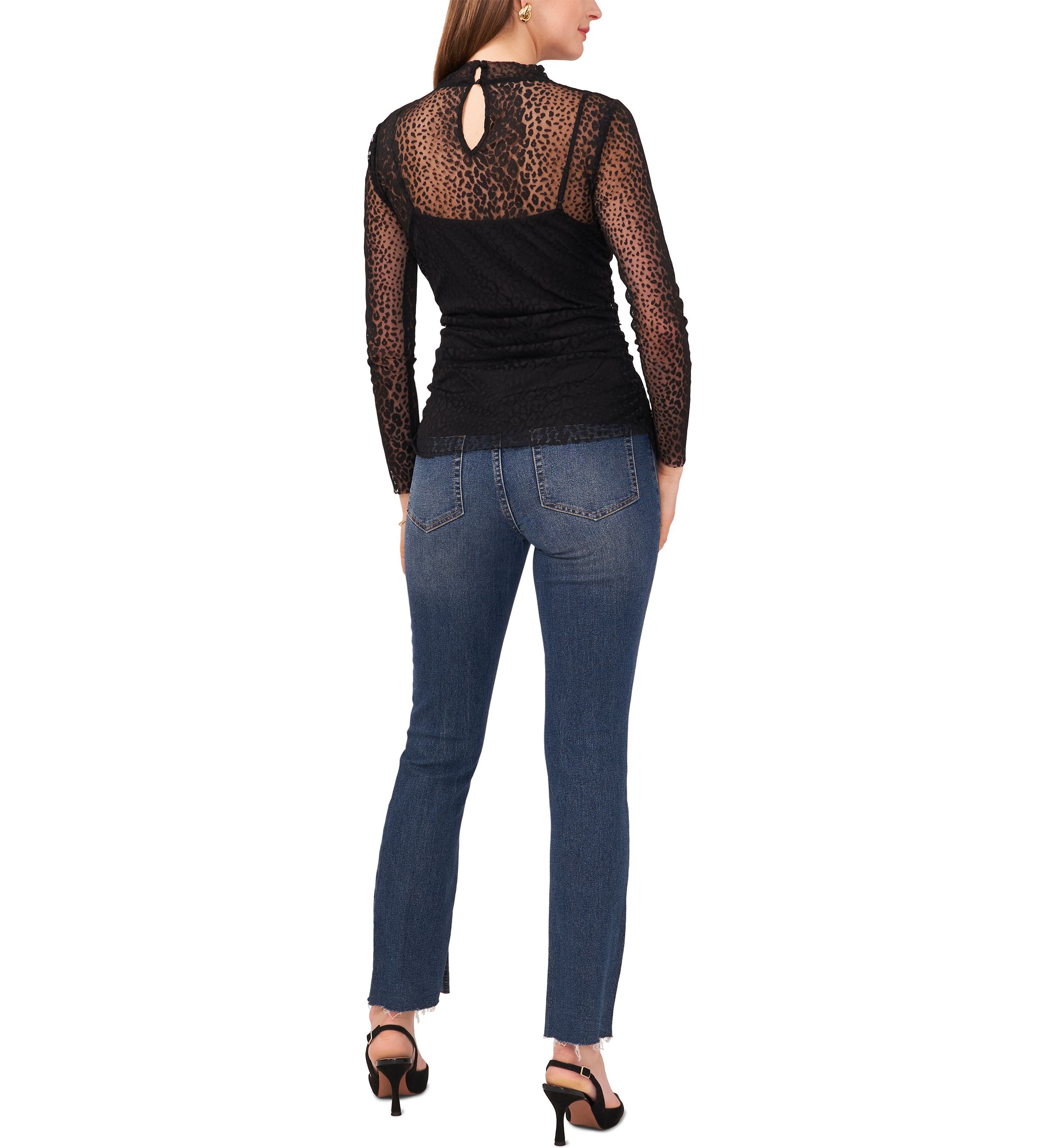 Womens Long Sleeve Mesh Knit Top 