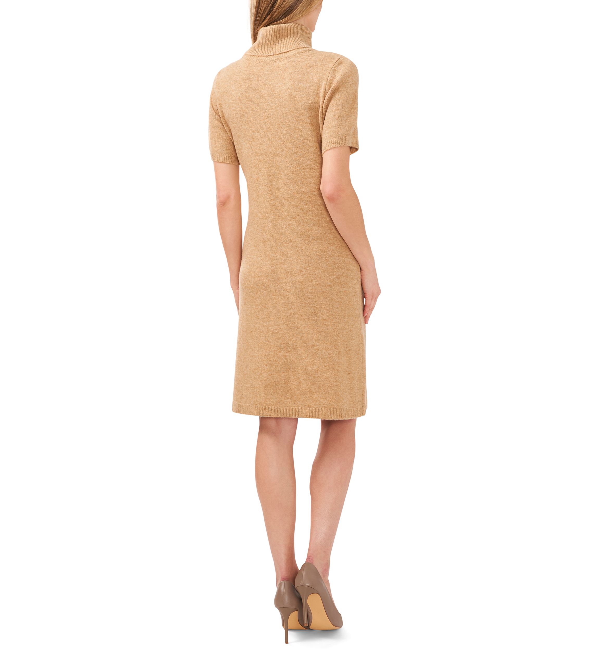 Womens Short Sleeve Turtleneck Sweater Dress