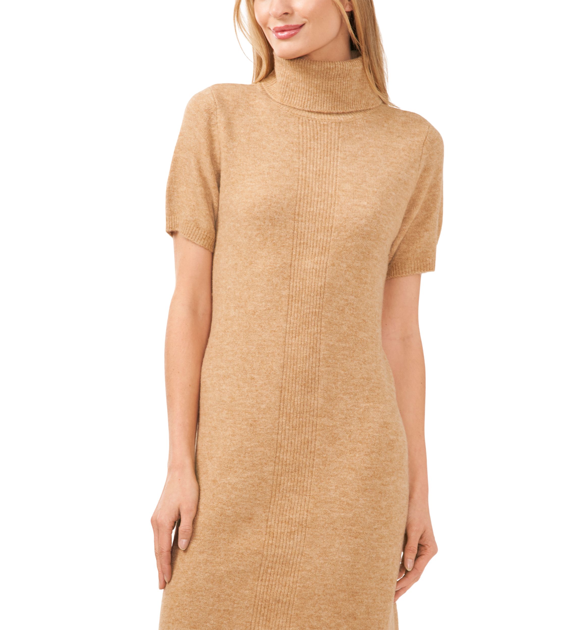 Womens Short Sleeve Turtleneck Sweater Dress