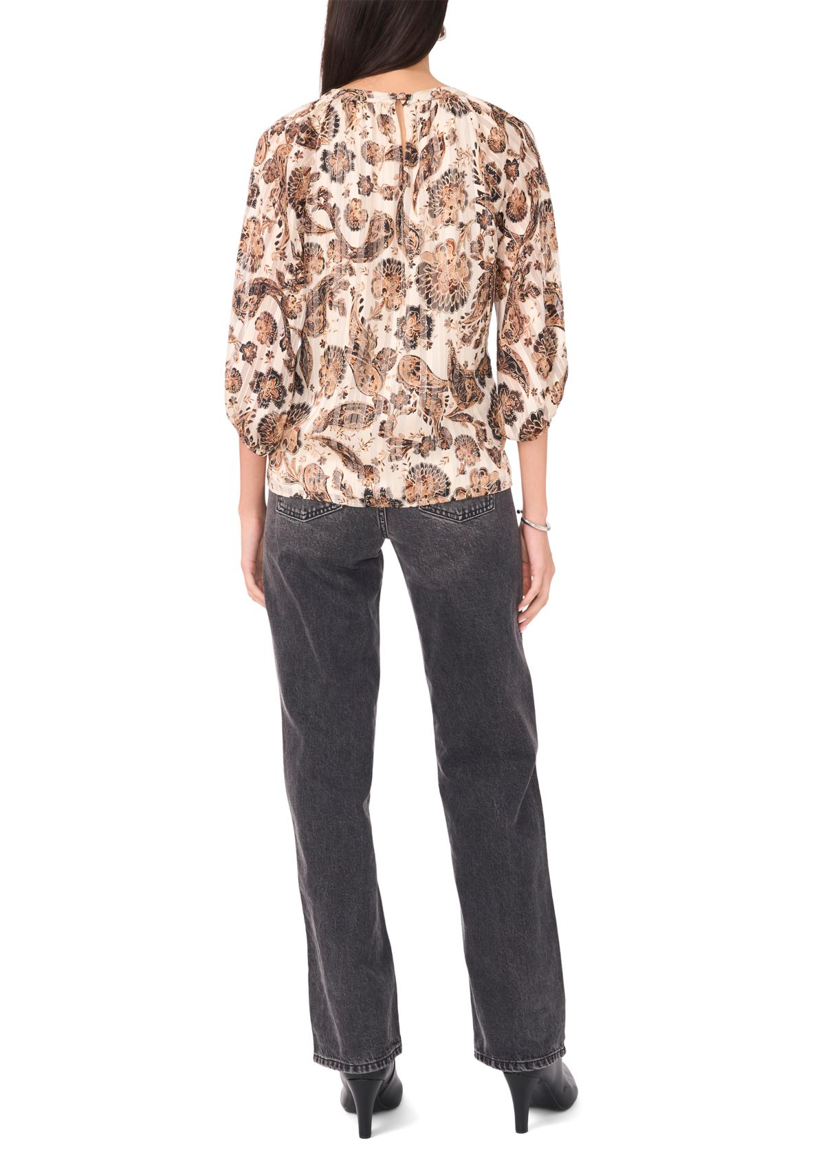 Womens Printed Button Front Blouse