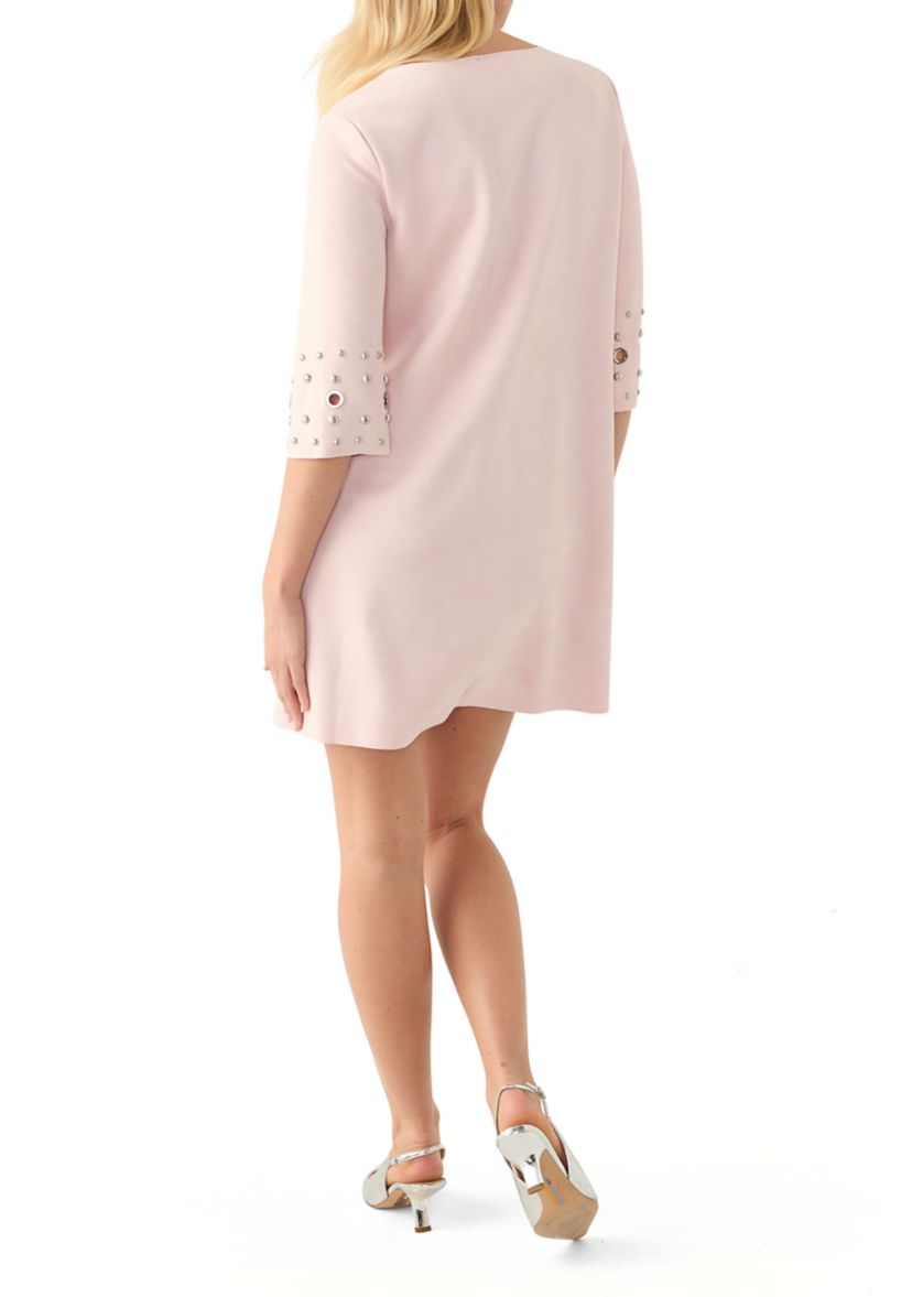 Womens Elbow Sleeve Vegan Suede Shift Dress