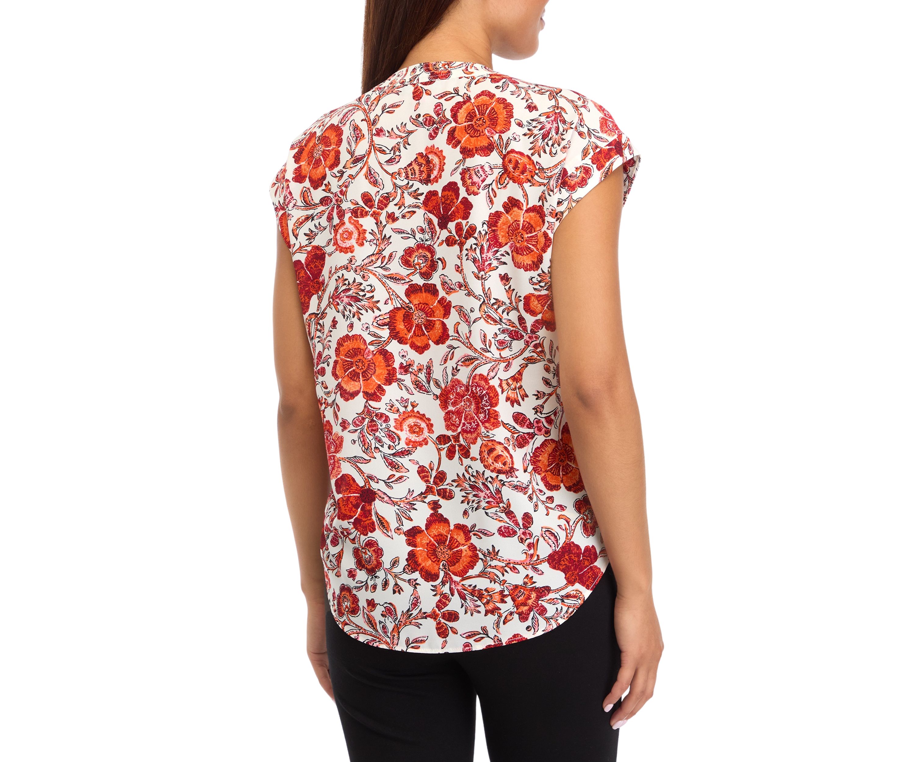 Womens Short Sleeve Floral Blouse