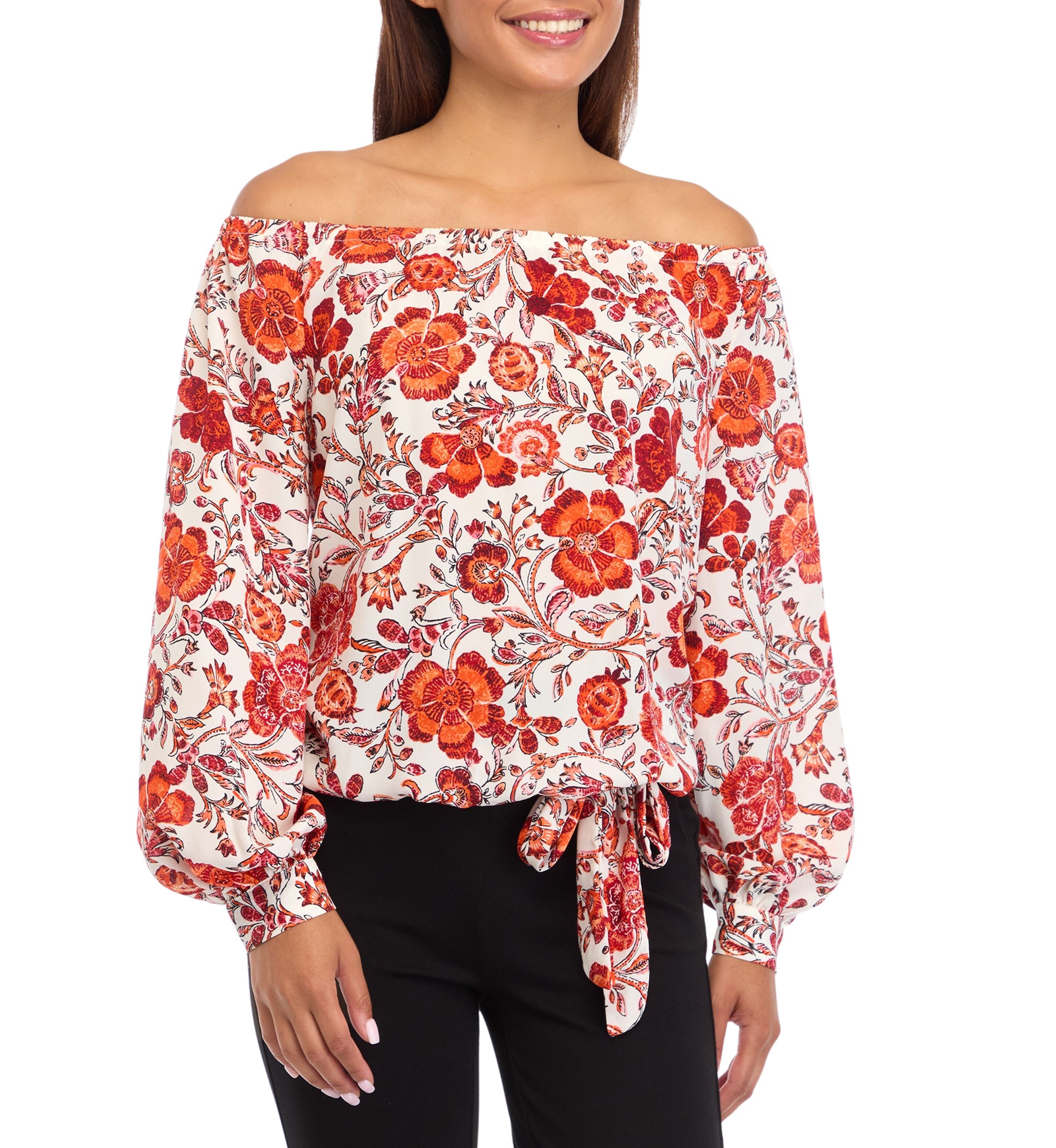 Womens Floral Off the Shoulder Blouse