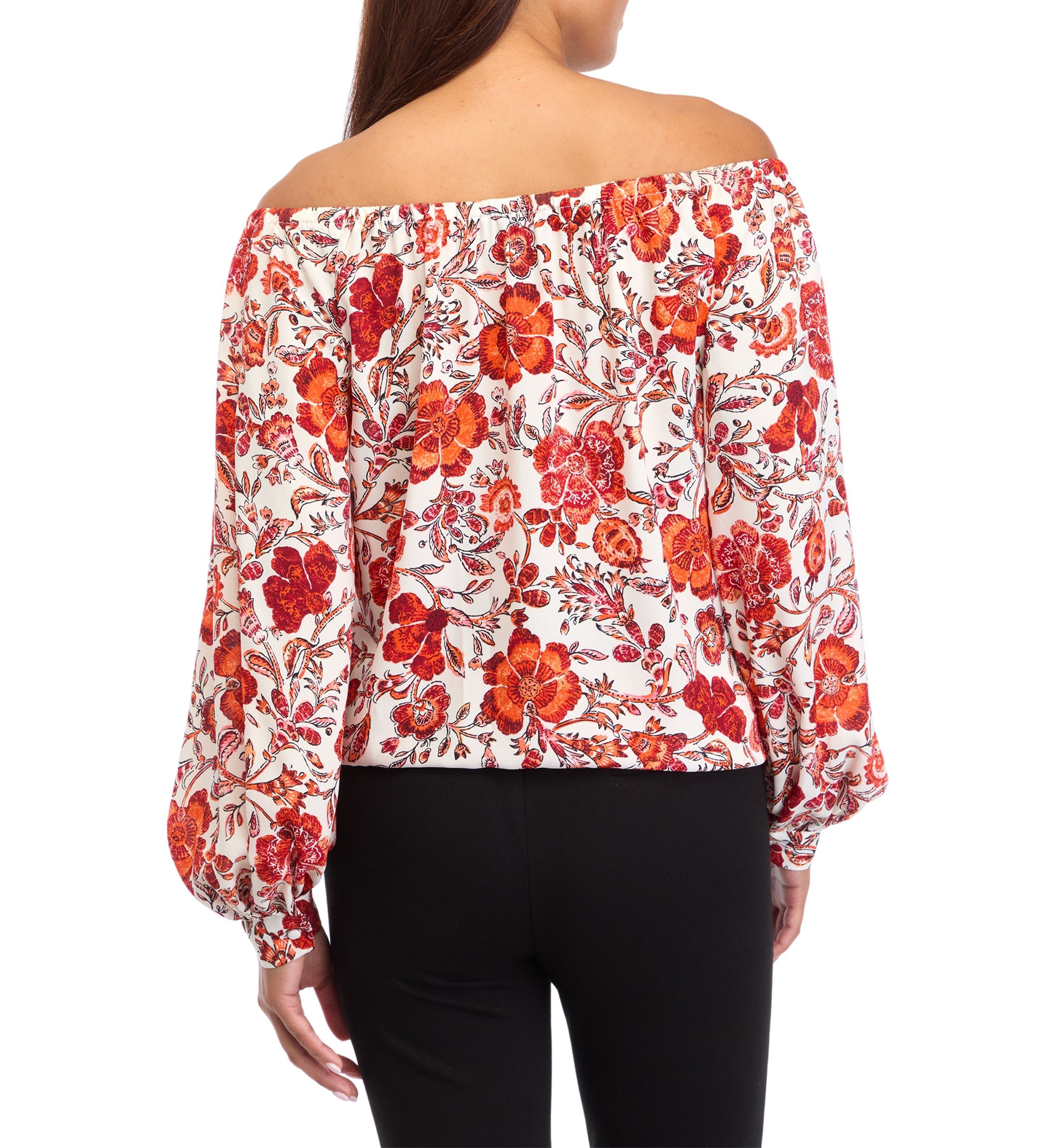 Womens Floral Off the Shoulder Blouse