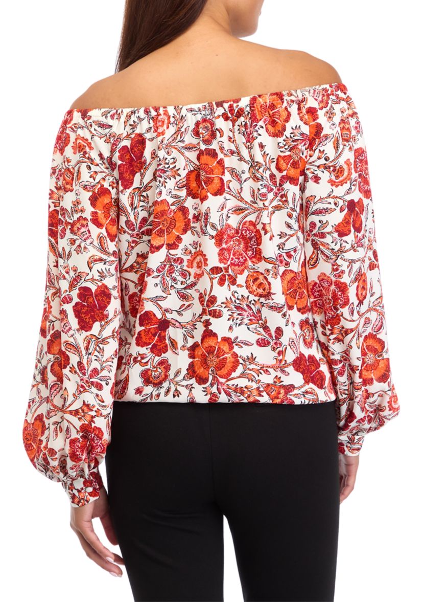 Womens Floral Off the Shoulder Blouse