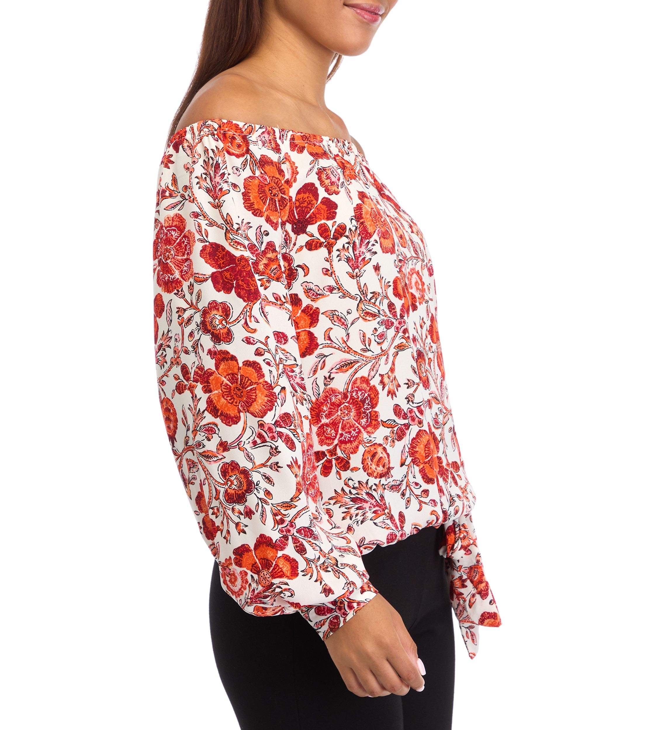 Womens Floral Off the Shoulder Blouse