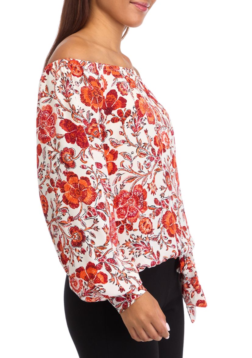 Womens Floral Off the Shoulder Blouse