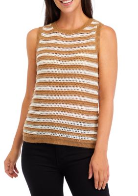 Women's Sleeveless Stripe Sweater Tank Top
