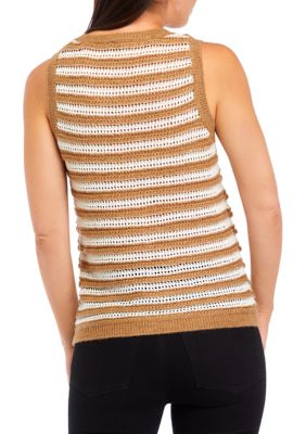 Women's Sleeveless Stripe Sweater Tank Top