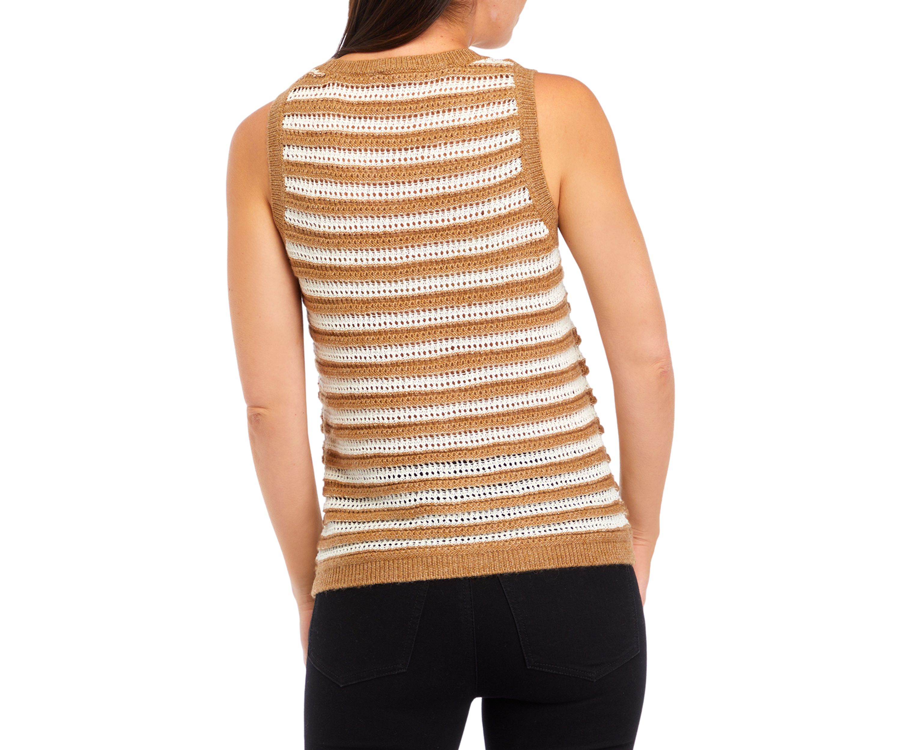 Womens Sleeveless Stripe Sweater Tank Top
