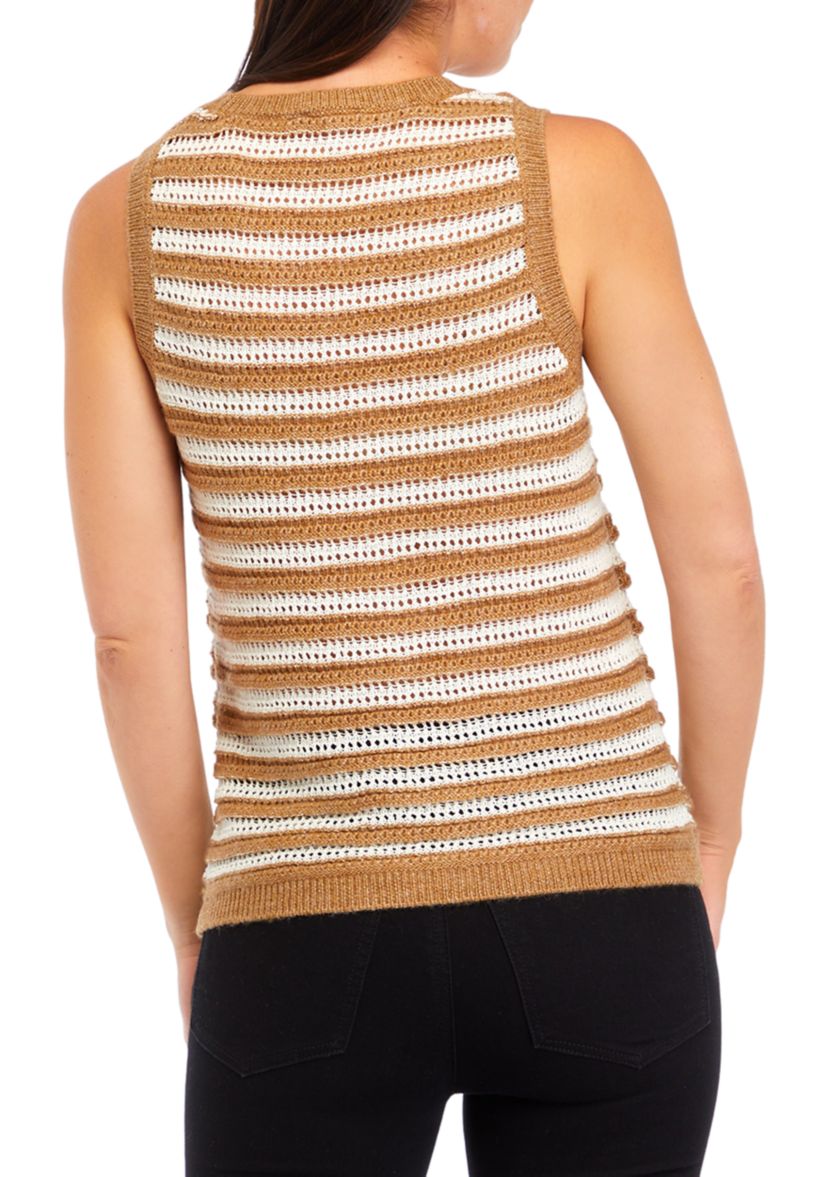 Womens Sleeveless Stripe Sweater Tank Top