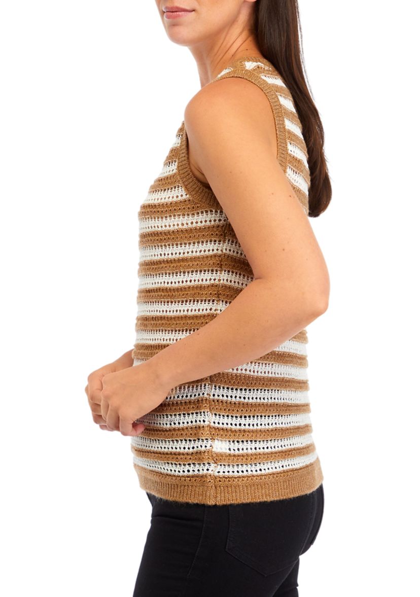 Womens Sleeveless Stripe Sweater Tank Top