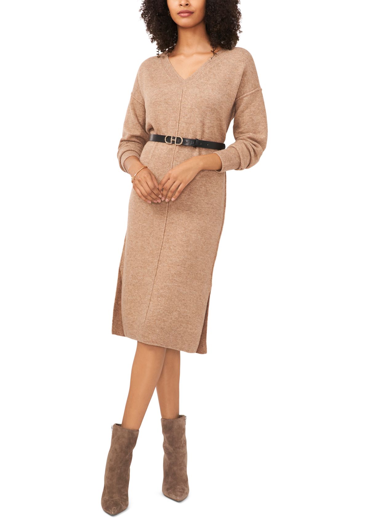 Womens Drop Shoulder Sweater Midi Dress