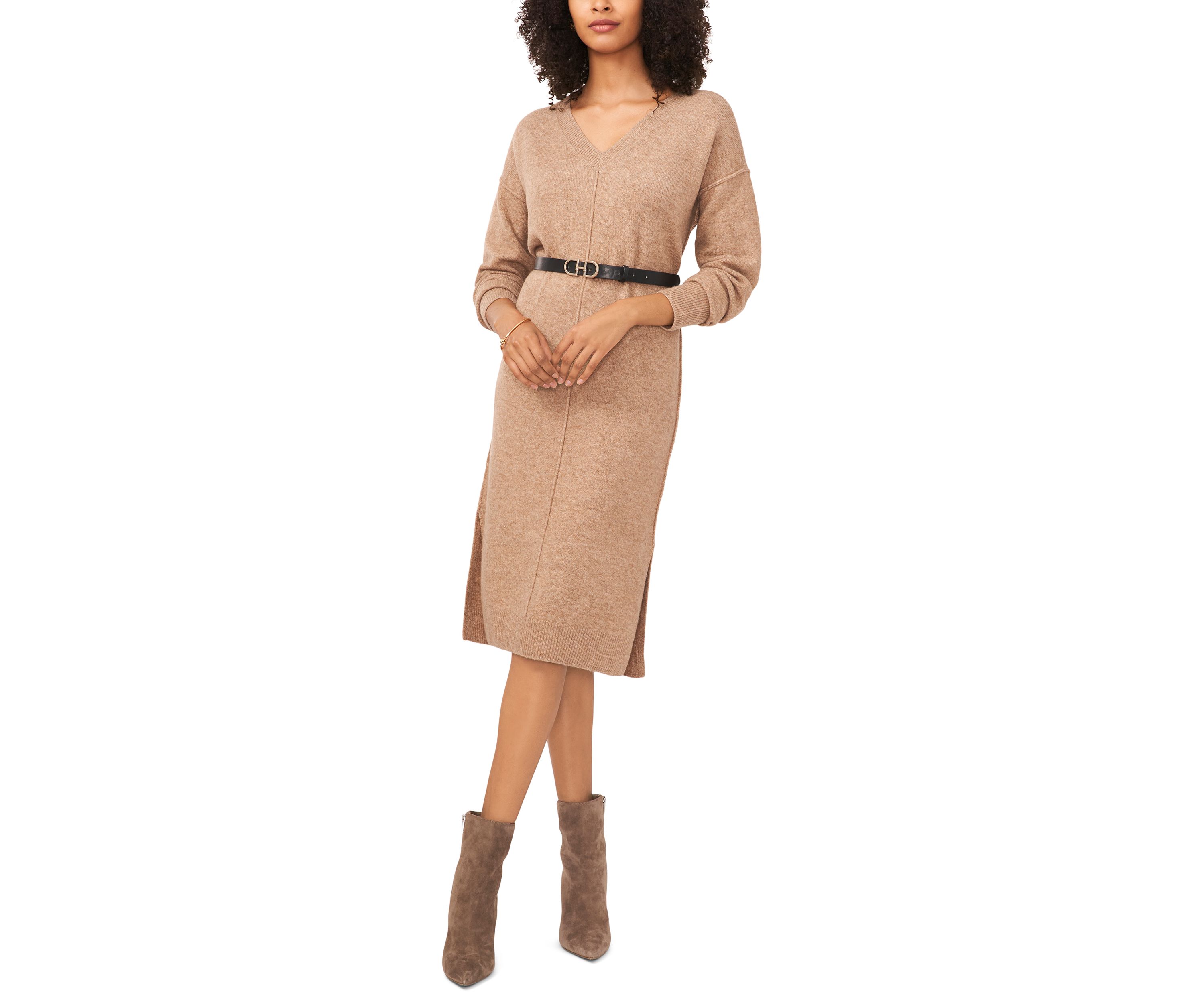 Womens Drop Shoulder Sweater Midi Dress