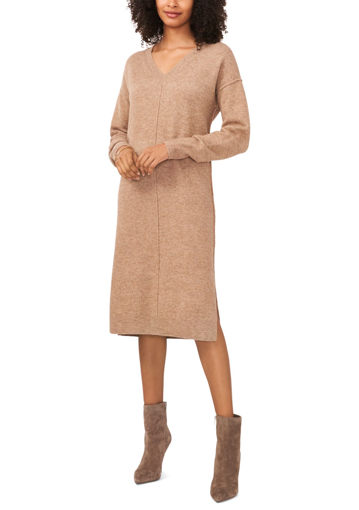 Womens Drop Shoulder Sweater Midi Dress