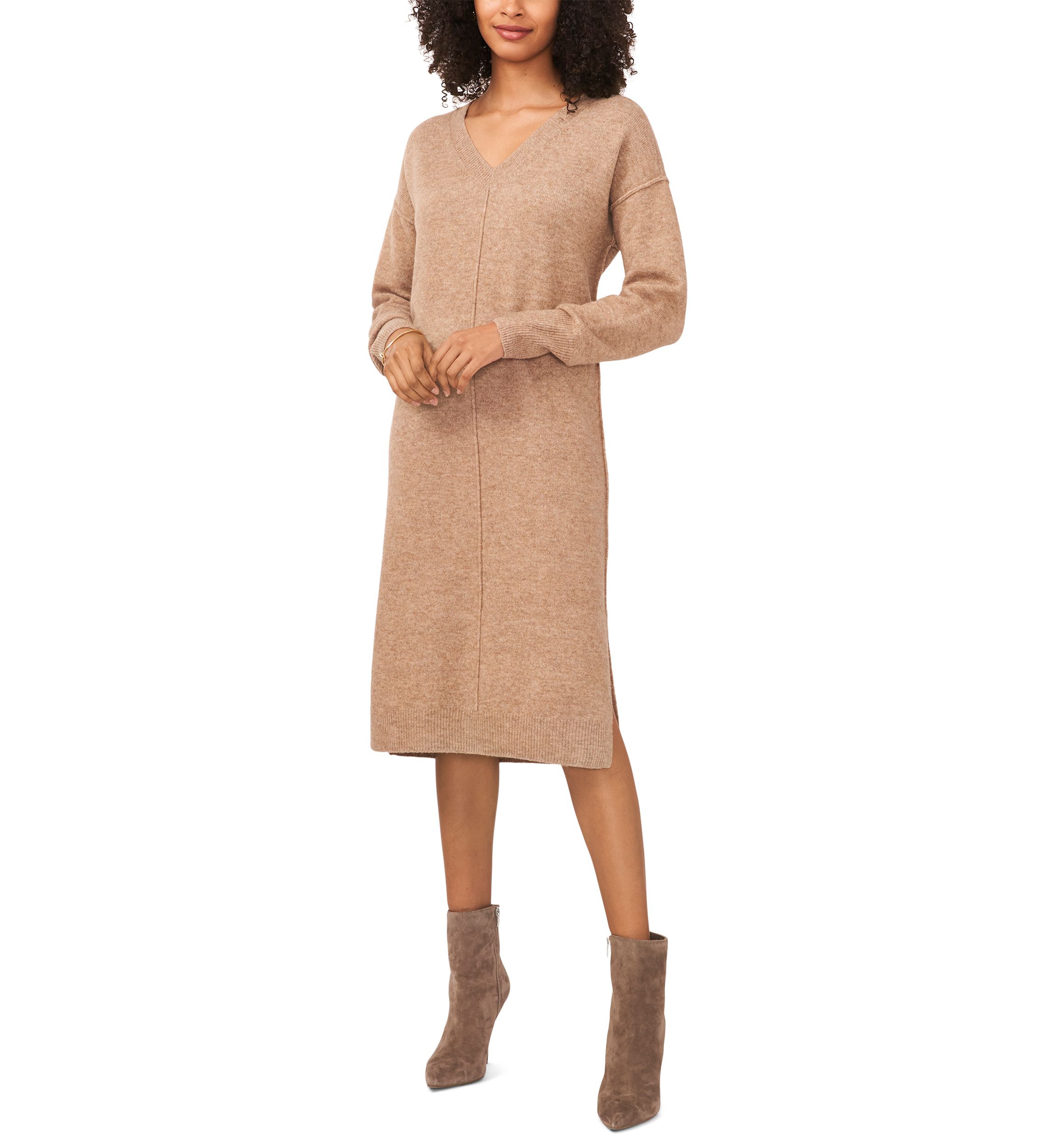 Womens Drop Shoulder Sweater Midi Dress