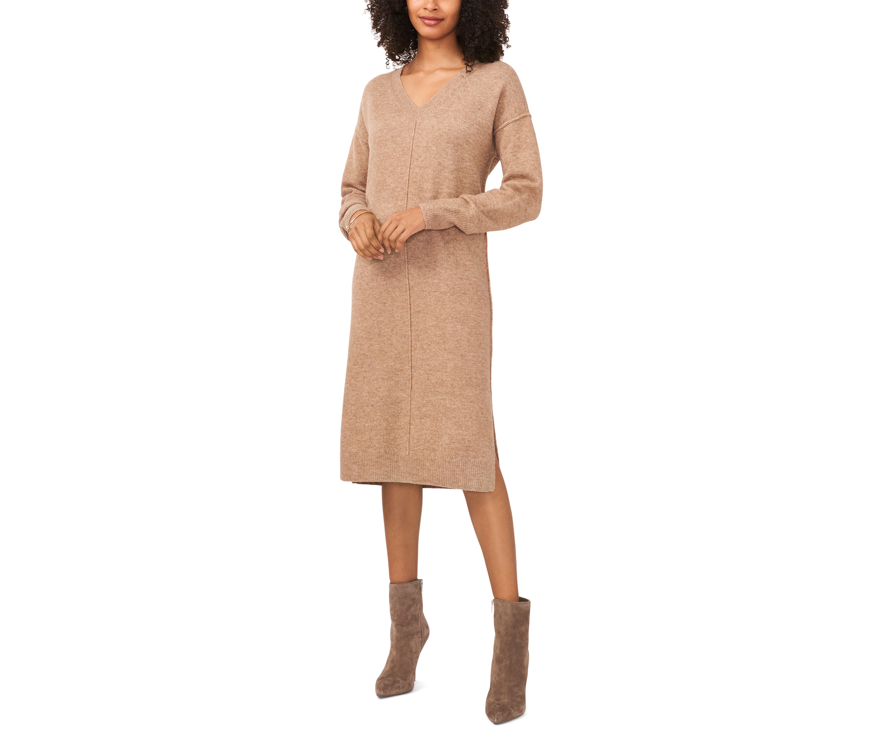 Womens Drop Shoulder Sweater Midi Dress