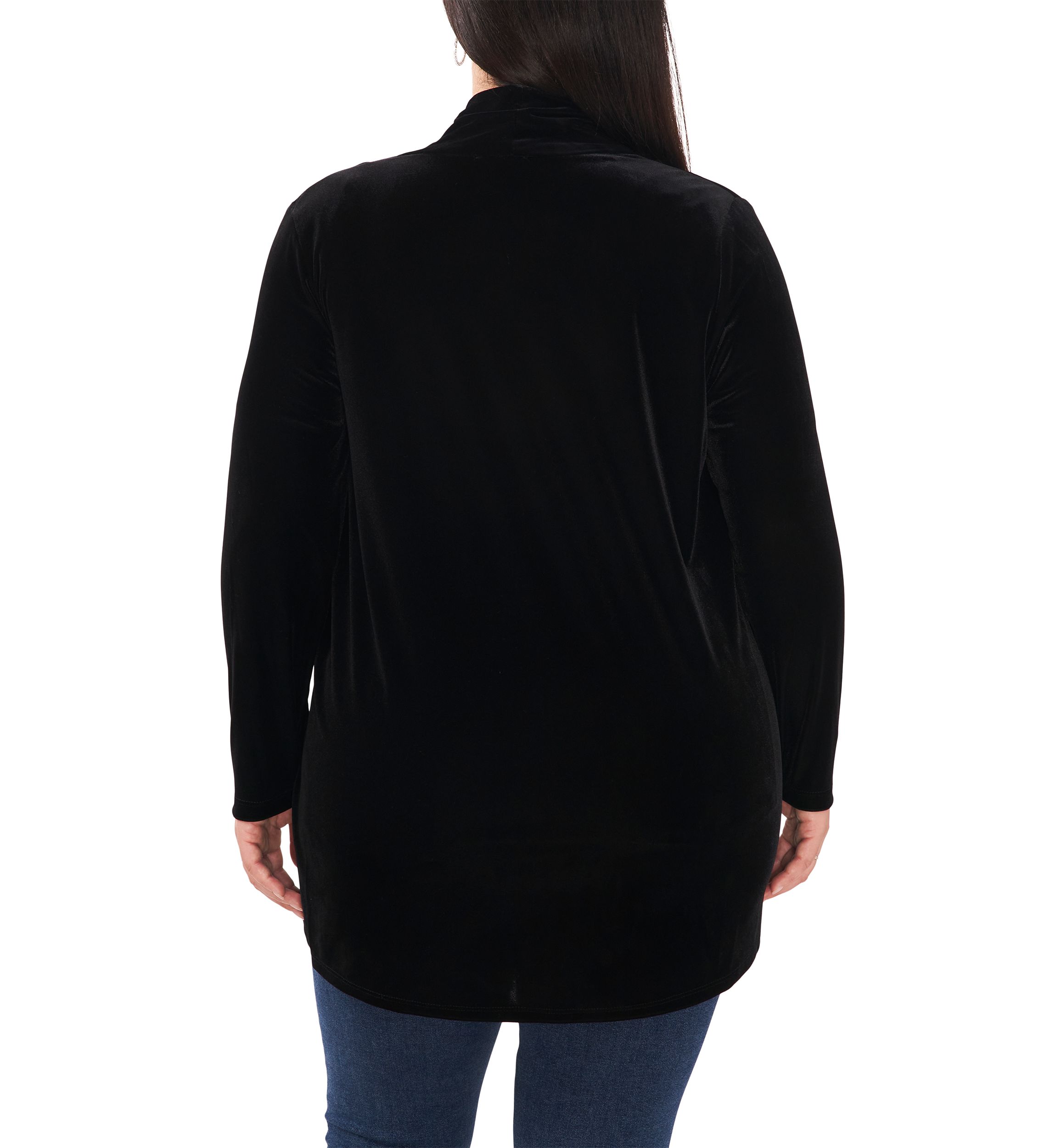 Plus Size Long Sleeve Velvet Cardigan 