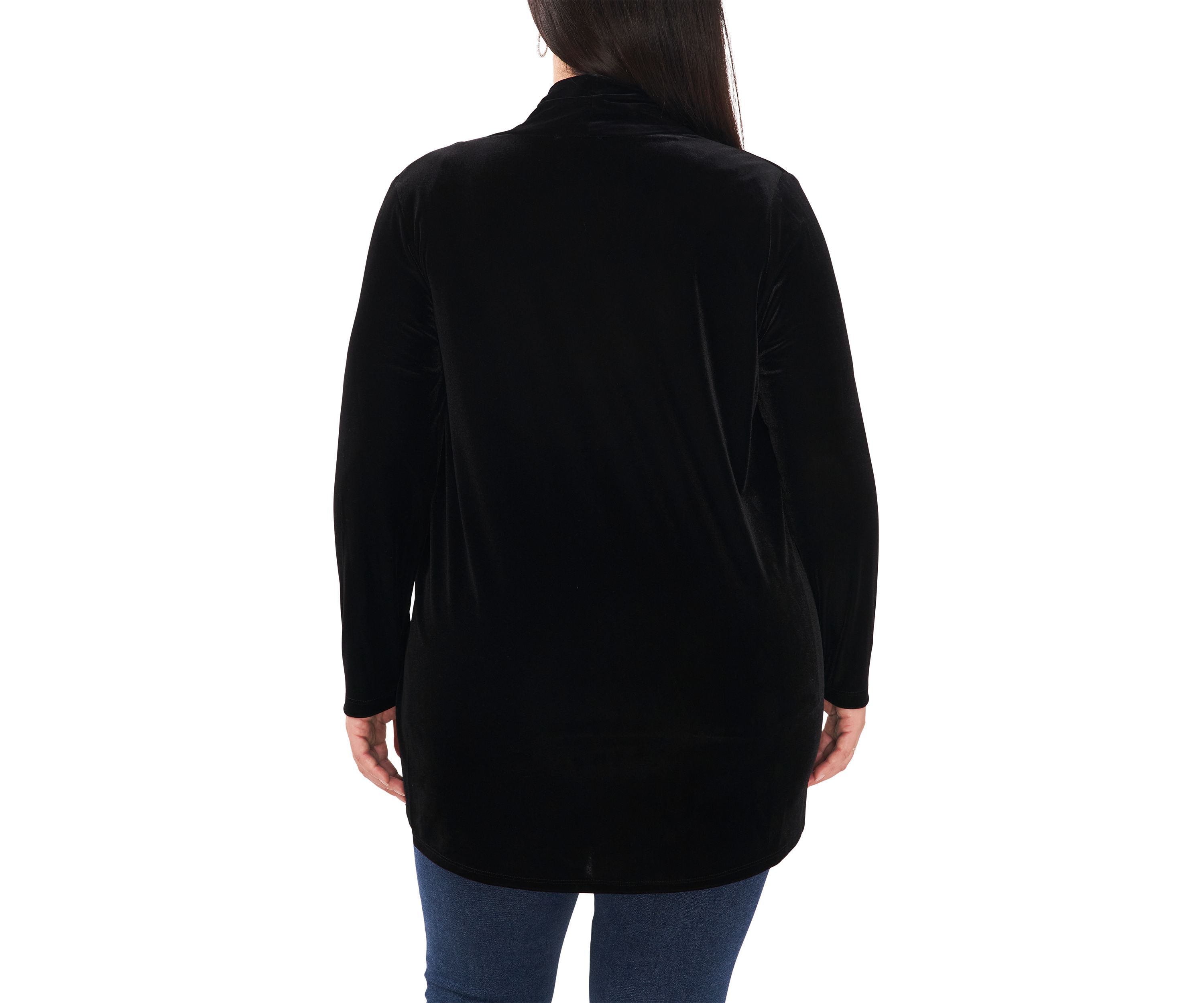 Plus Size Long Sleeve Velvet Cardigan 