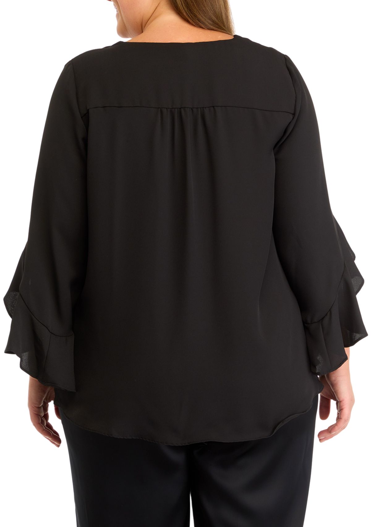 Plus Size V-Neck 3/4 Sleeve Blouse