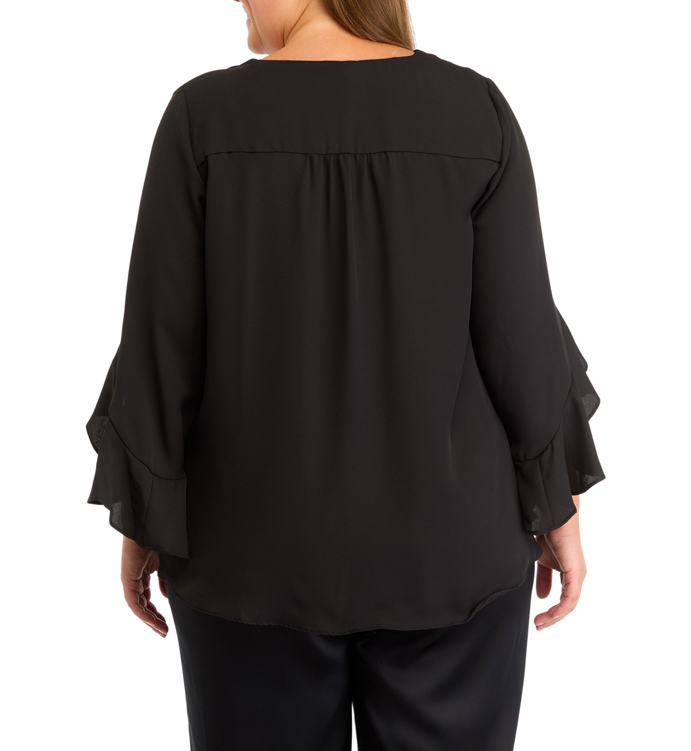 Plus Size V-Neck 3/4 Sleeve Blouse