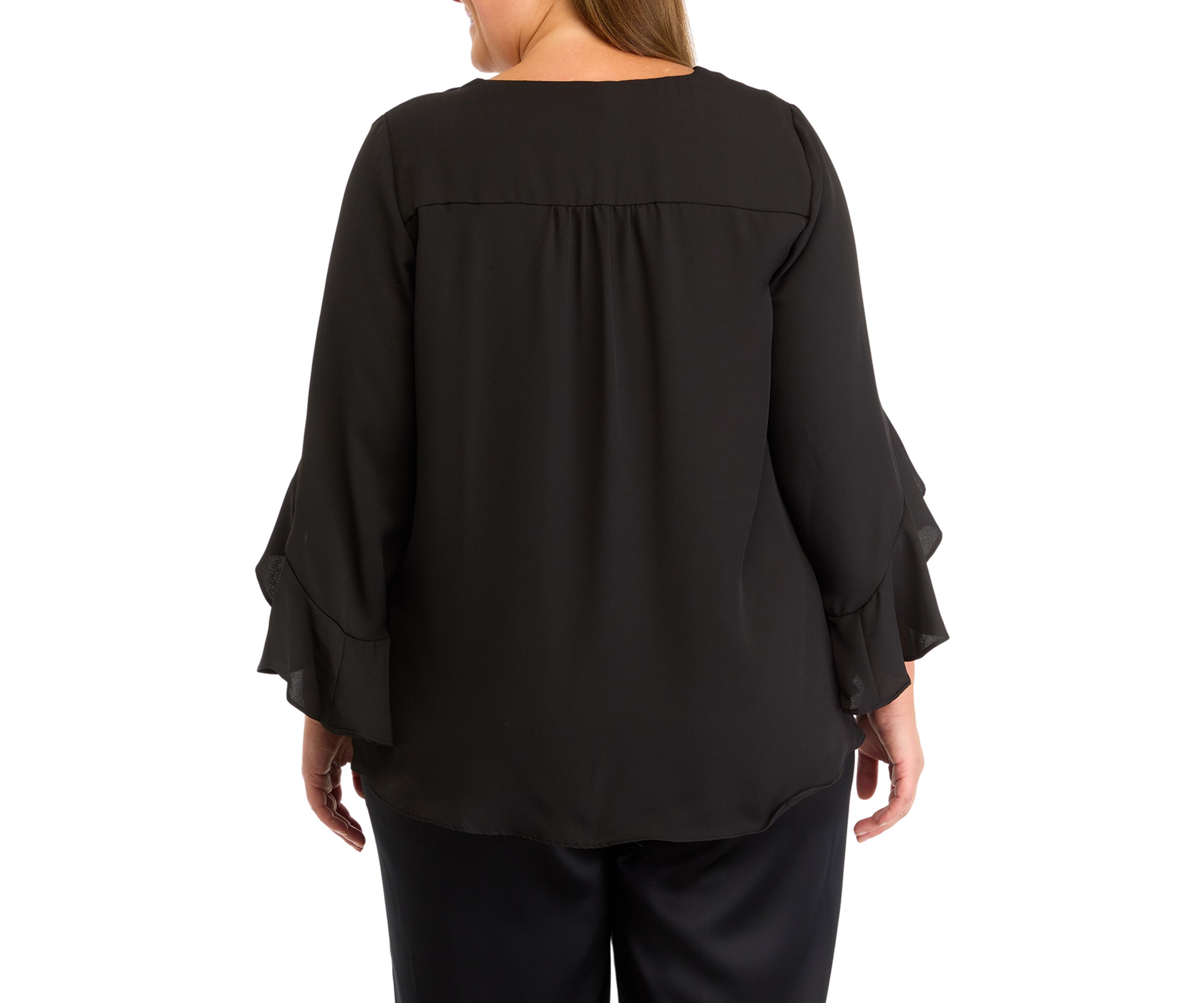 Plus Size V-Neck 3/4 Sleeve Blouse