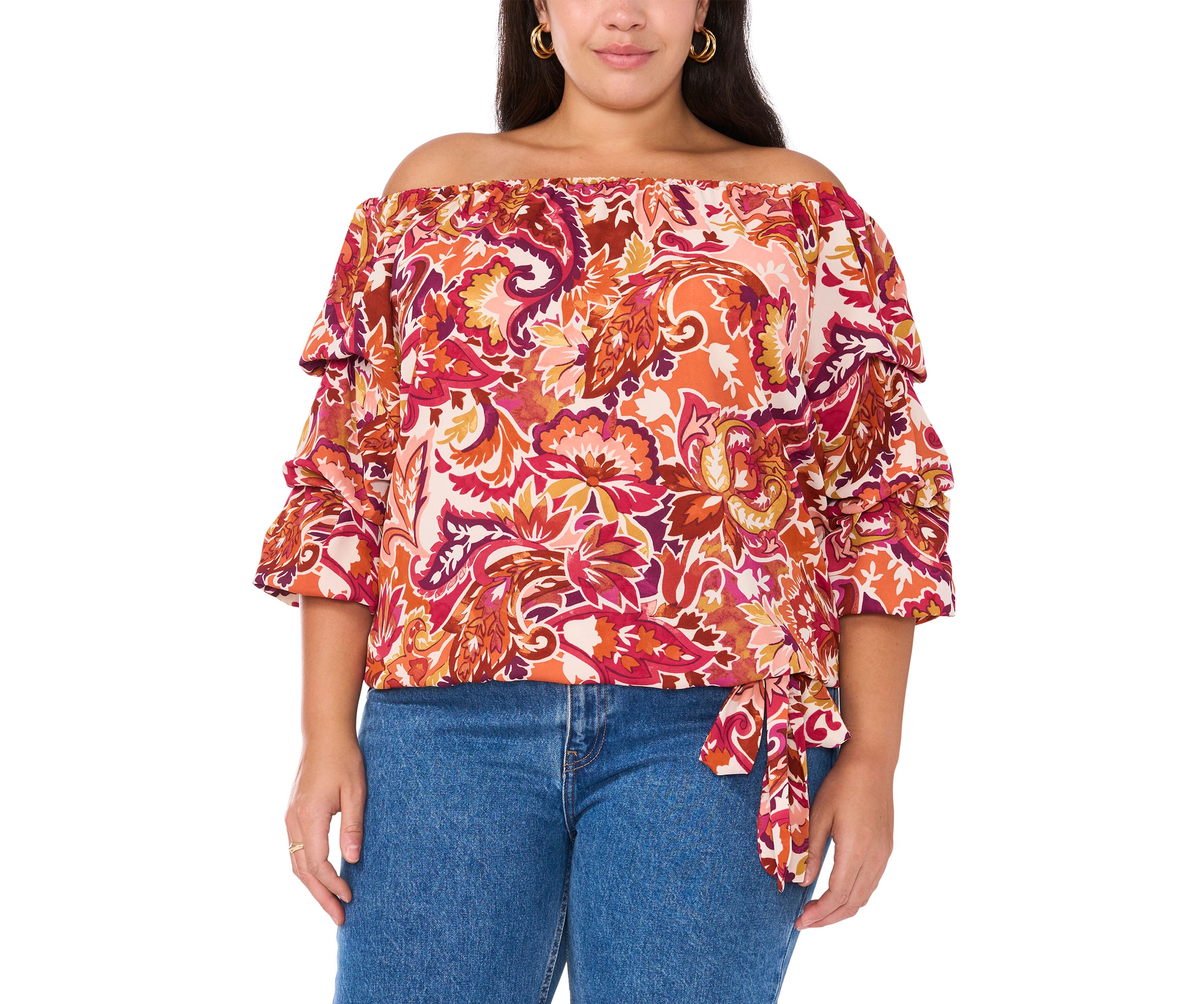 Plus Size Off the Shoulder Puff Sleeve Top