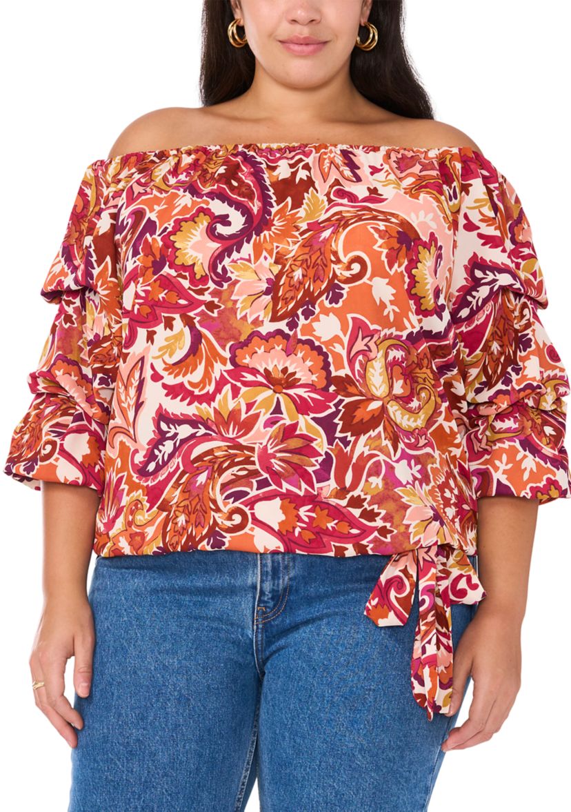 Plus Size Off the Shoulder Puff Sleeve Top