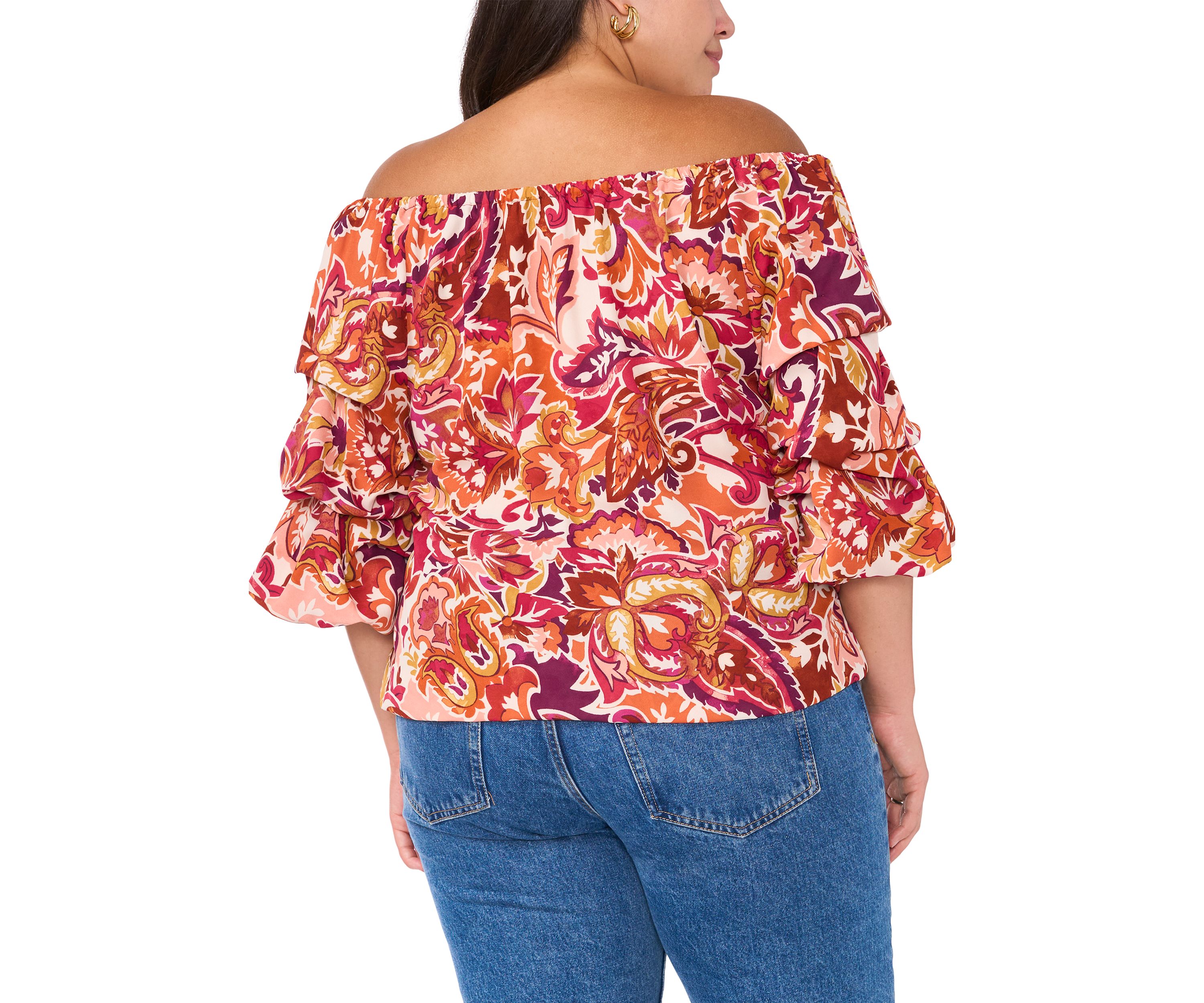 Plus Size Off the Shoulder Puff Sleeve Top