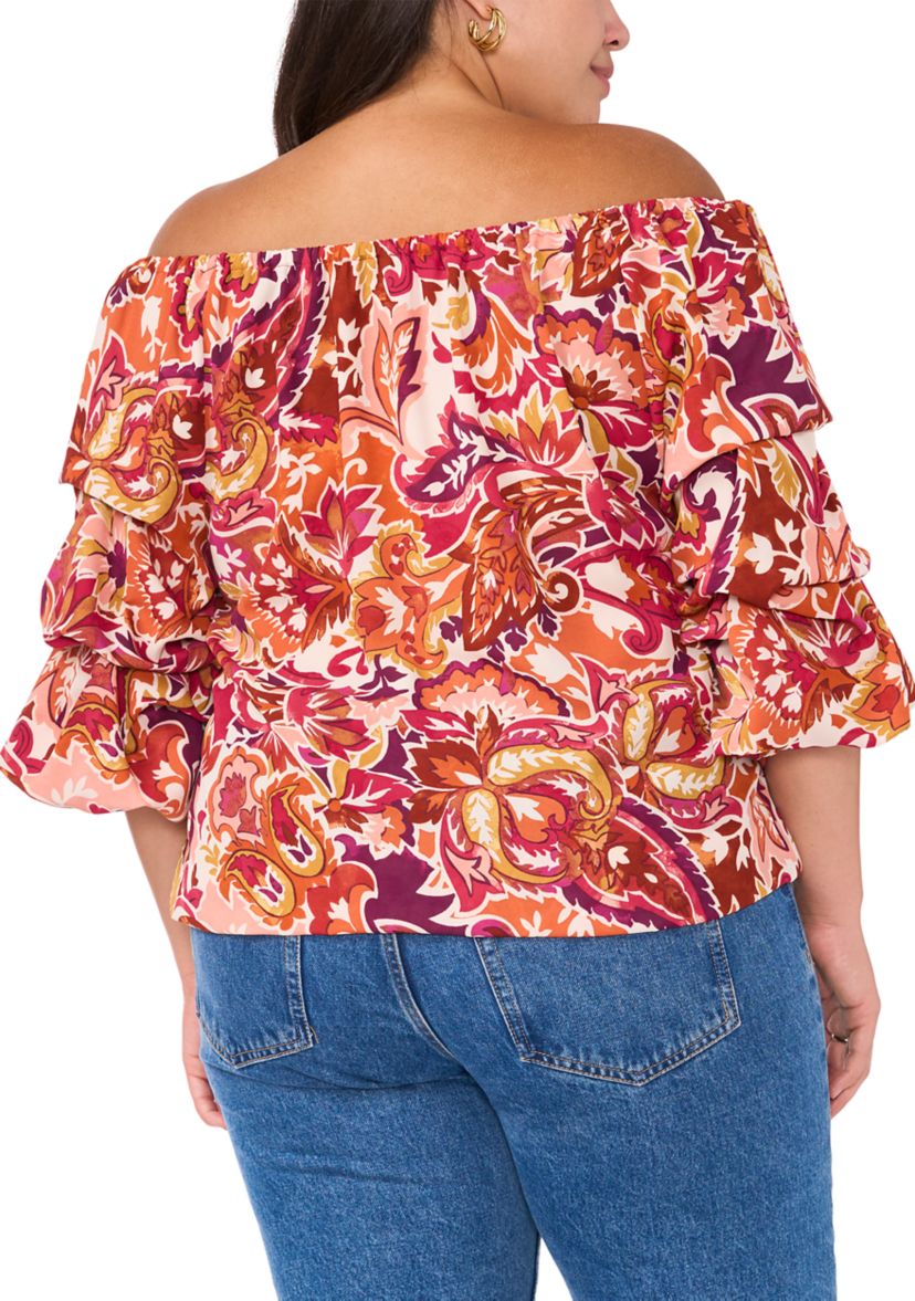 Plus Size Off the Shoulder Puff Sleeve Top
